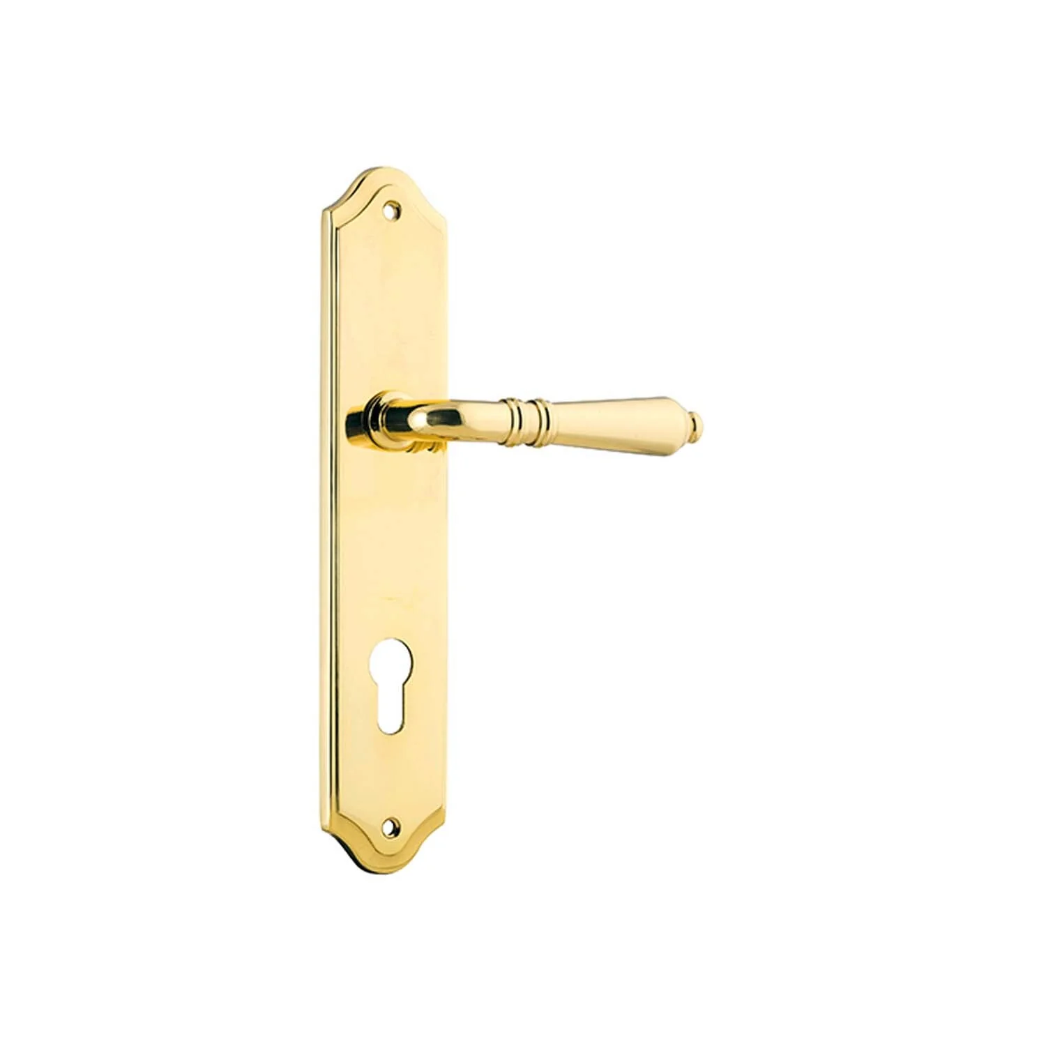 Iver Sarlat Lever Door Handle on Shouldered Backplate Polished Brass - Image 5