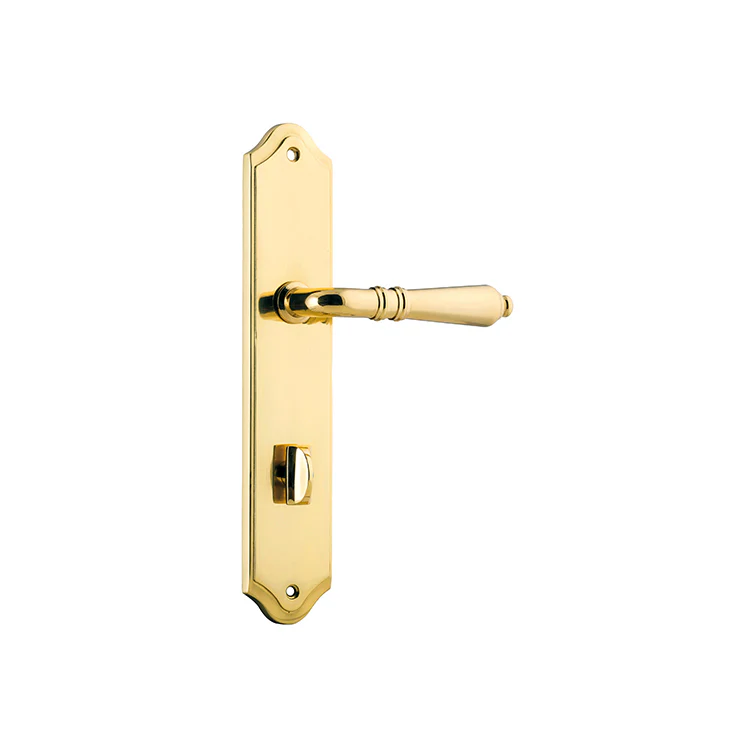 Iver Sarlat Lever Door Handle on Shouldered Backplate Polished Brass - Image 6