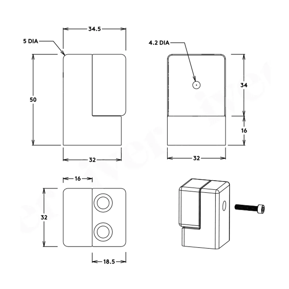 Iver Square Door Stop Concealed Fix - Available in Various Finishes - Image 2