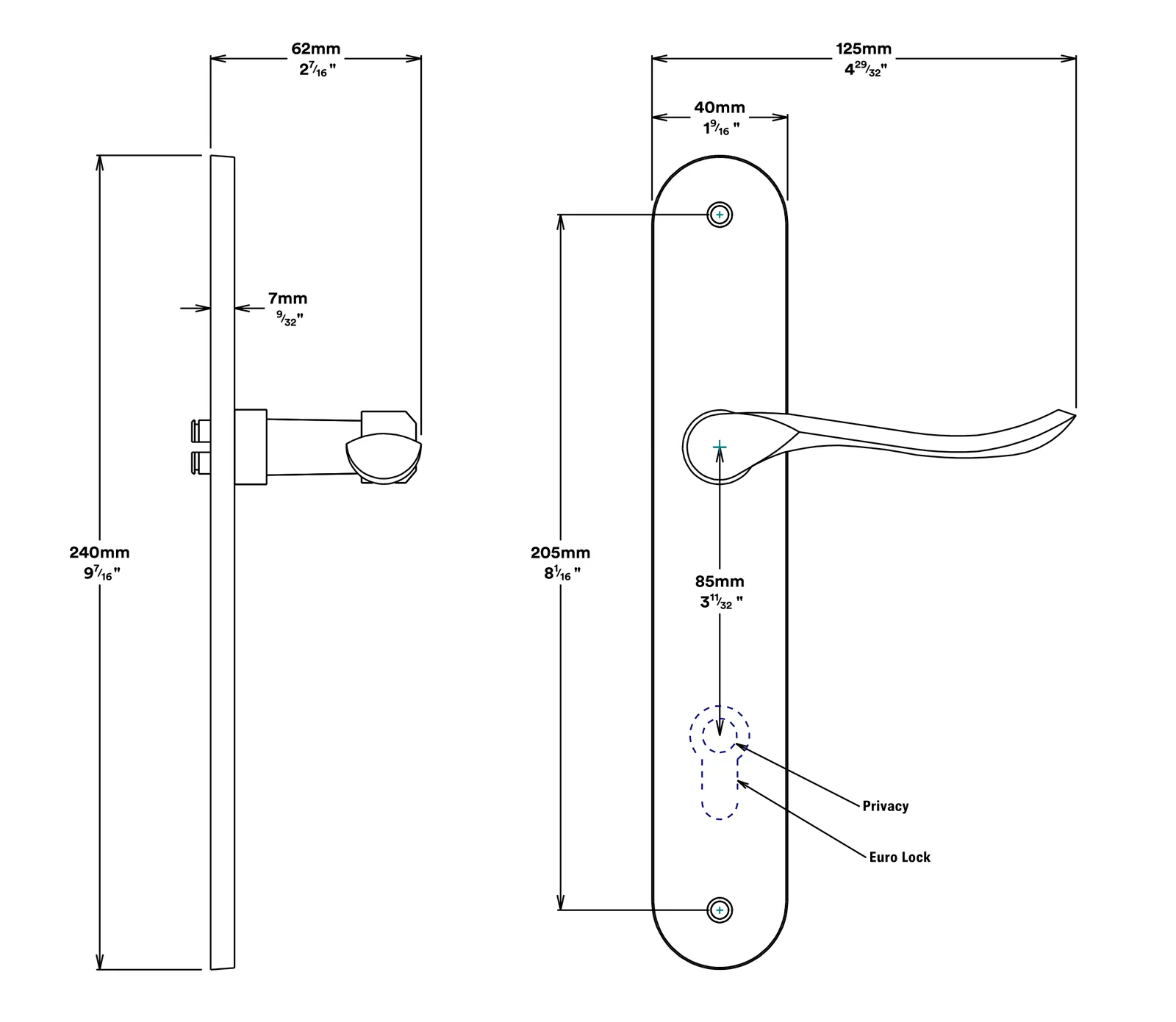 Iver Stirling Door Lever Handle on Oval Backplate Entrance Kit Key/Key - Image 3