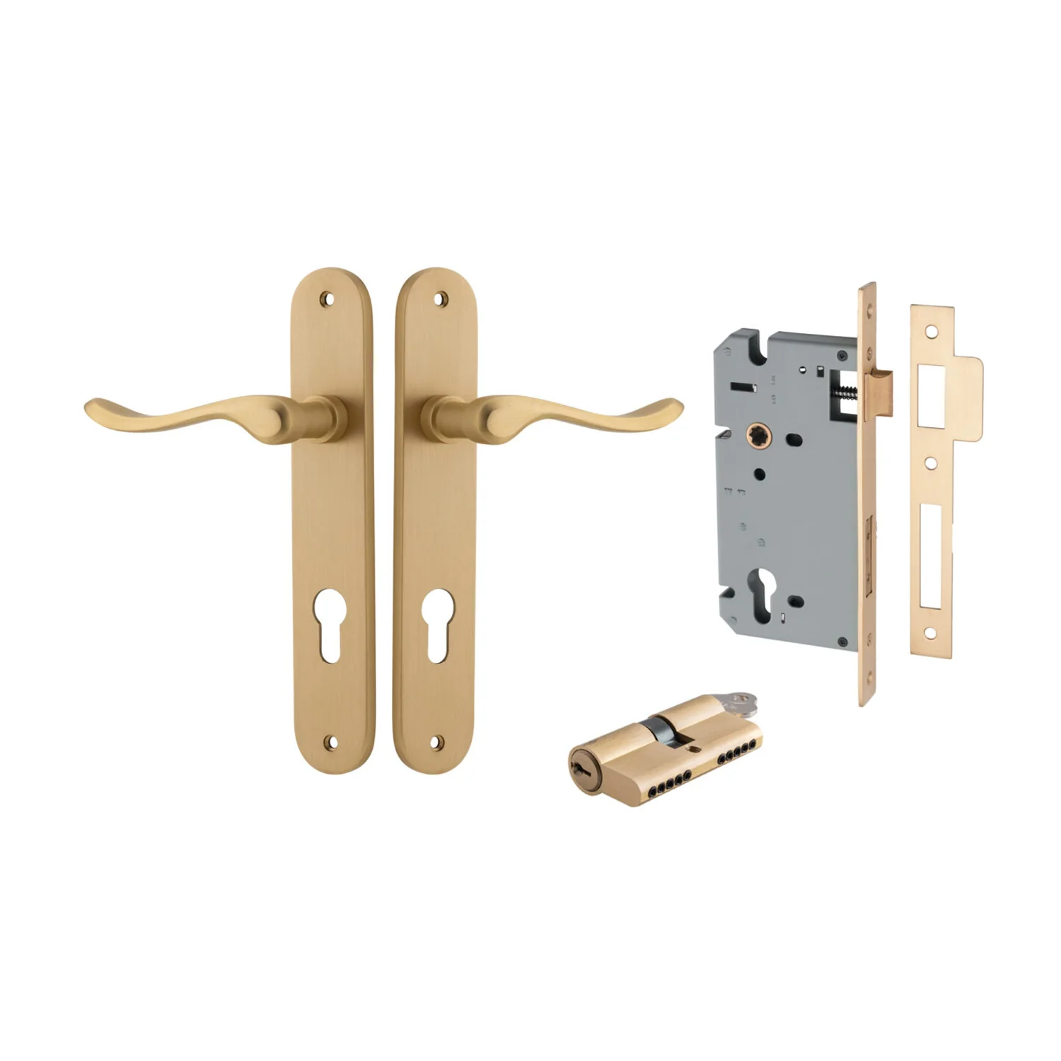 Iver Stirling Door Lever Handle on Oval Backplate Entrance Kit Key/Key - Image 6