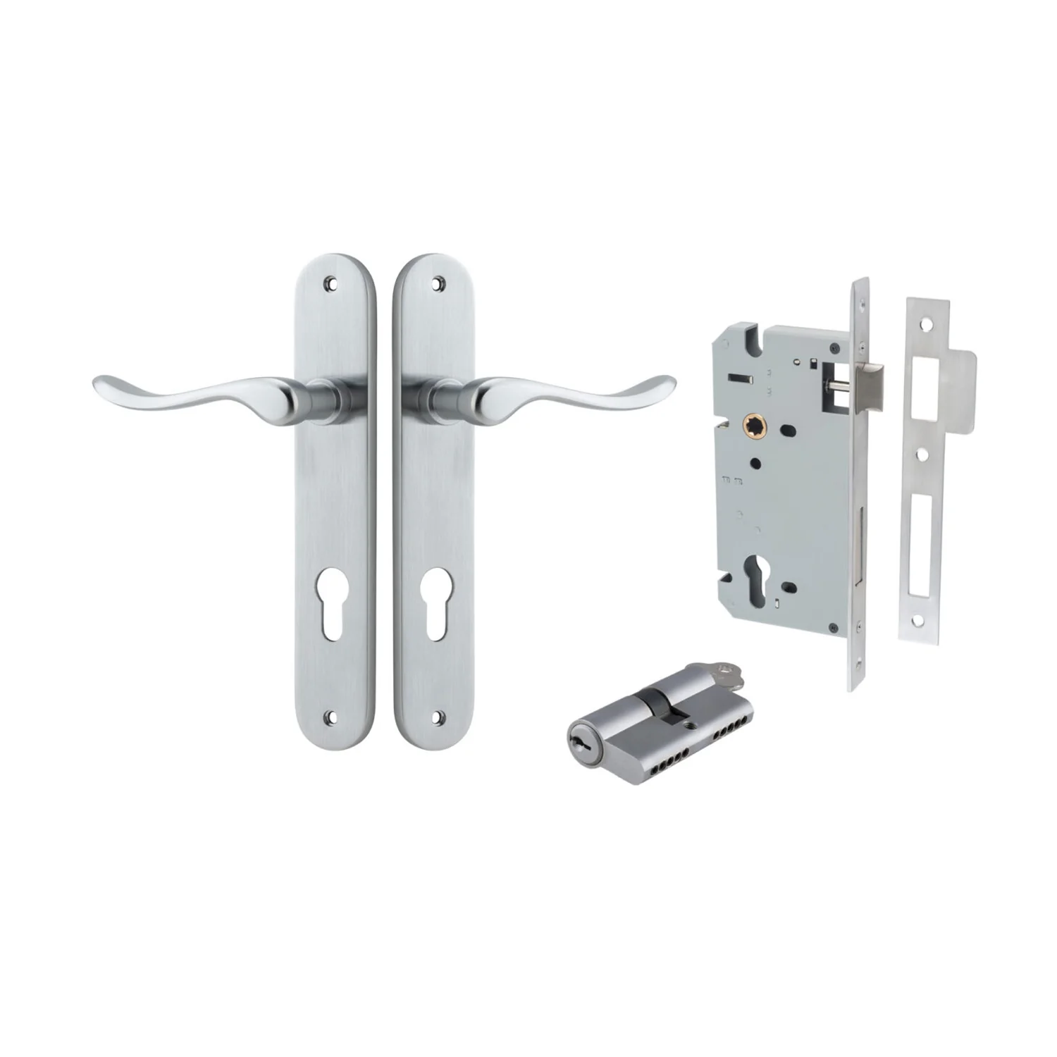 Iver Stirling Door Lever Handle on Oval Backplate Entrance Kit Key/Key - Image 7