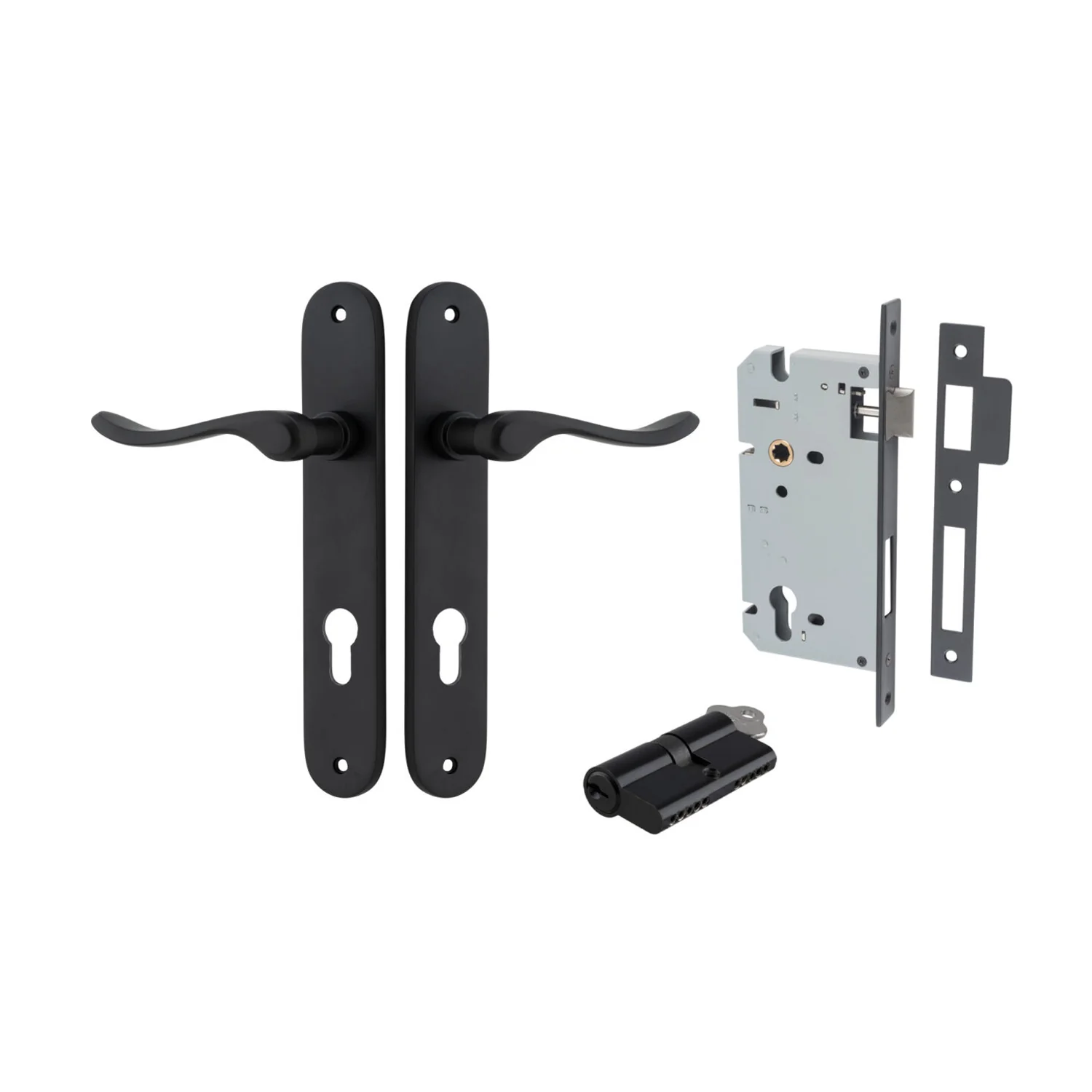 Iver Stirling Door Lever Handle on Oval Backplate Entrance Kit Key/Key - Image 9