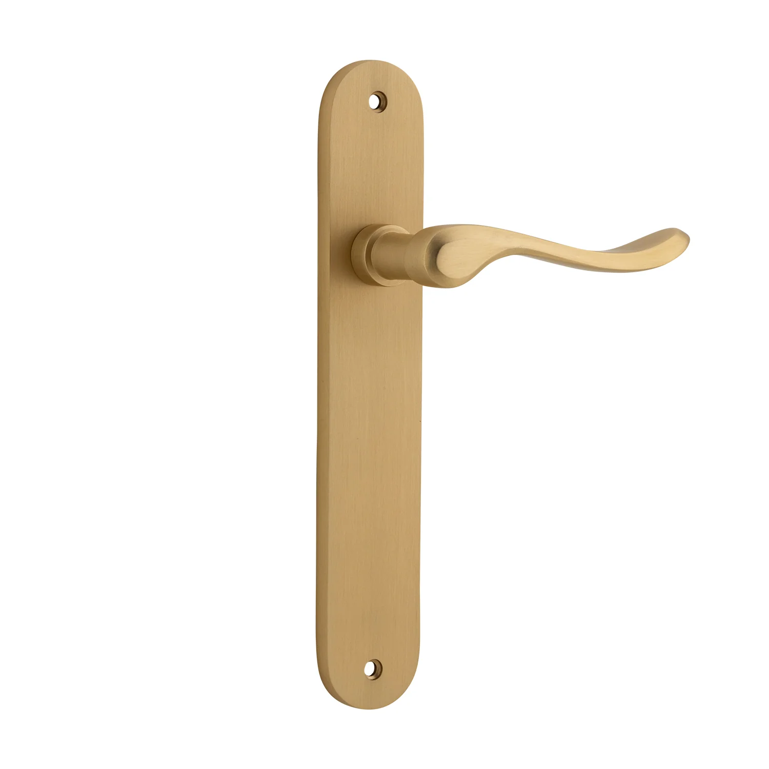 Iver Stirling Door Lever Handle on Oval Backplate Brushed Brass - Image 2