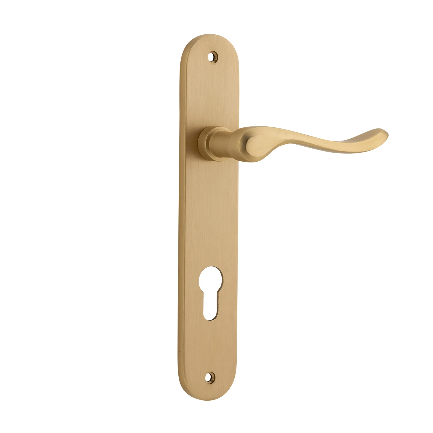 Iver Stirling Door Lever Handle on Oval Backplate Brushed Brass - Image 3