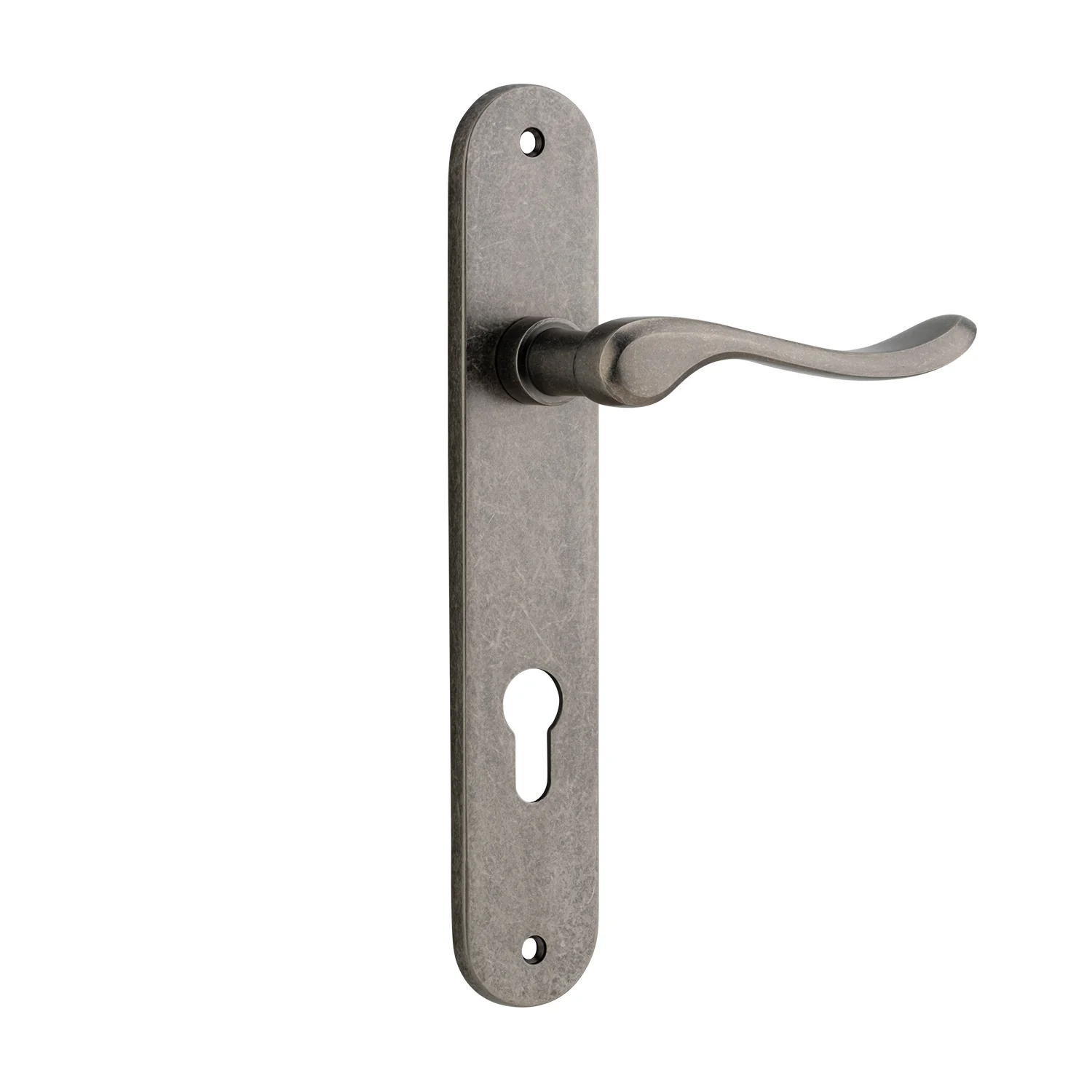 Iver Stirling Door Lever Handle on Oval Backplate Distressed Nickel - Image 3