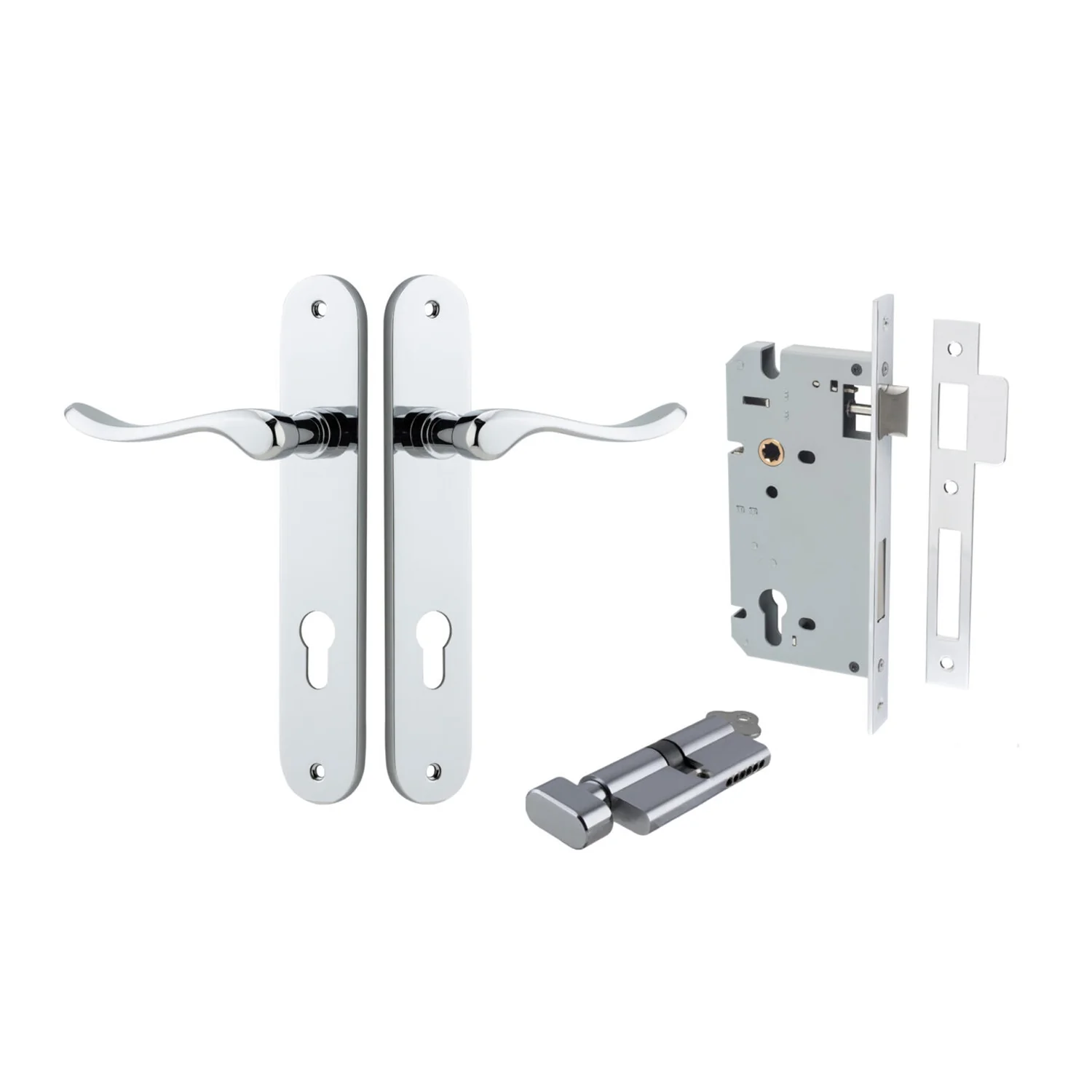 Iver Stirling Door Lever Handle on Oval Backplate Entrance Kit Key/Thumb - Image 11