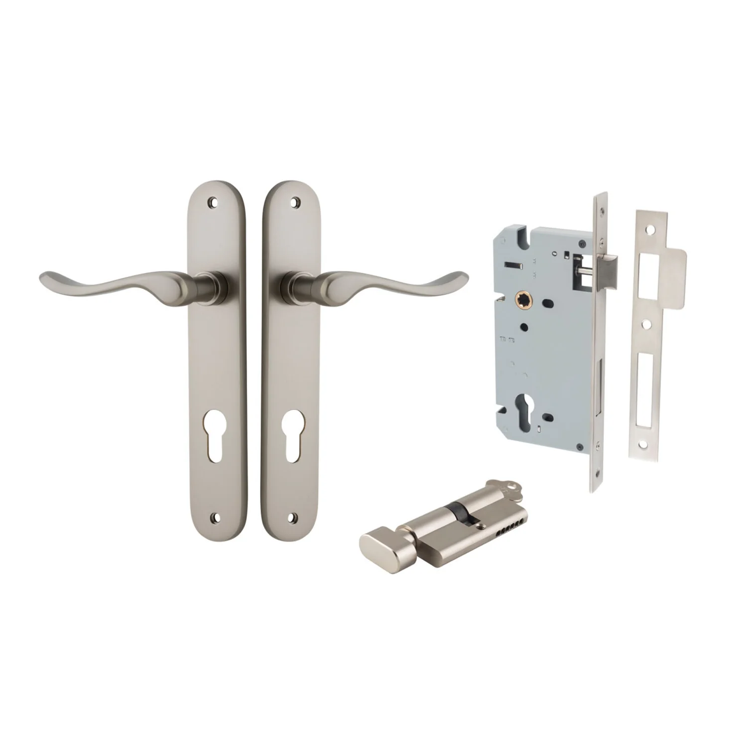 Iver Stirling Door Lever Handle on Oval Backplate Entrance Kit Key/Thumb - Image 12