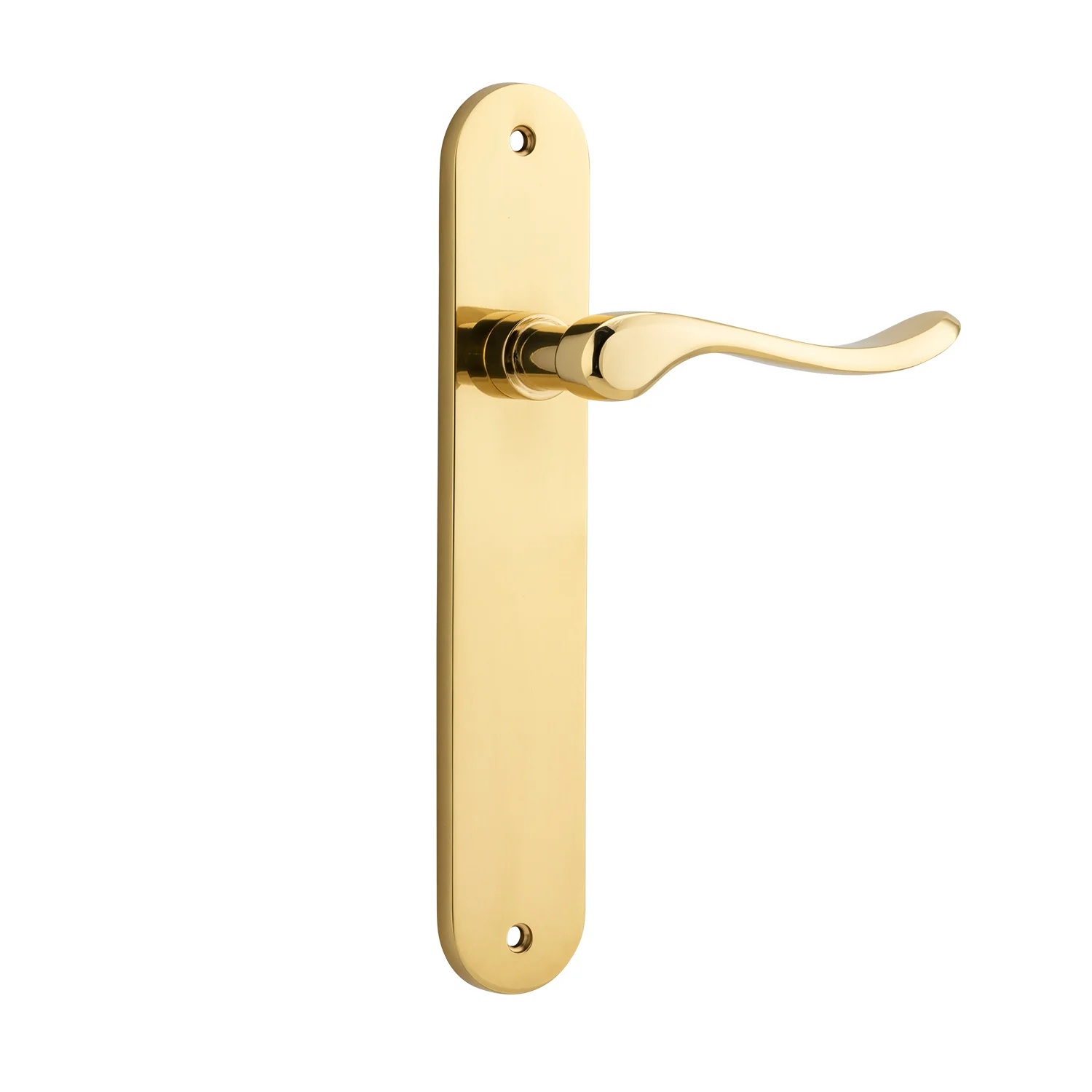 Iver Stirling Door Lever Handle on Oval Backplate Polished Brass - Image 2