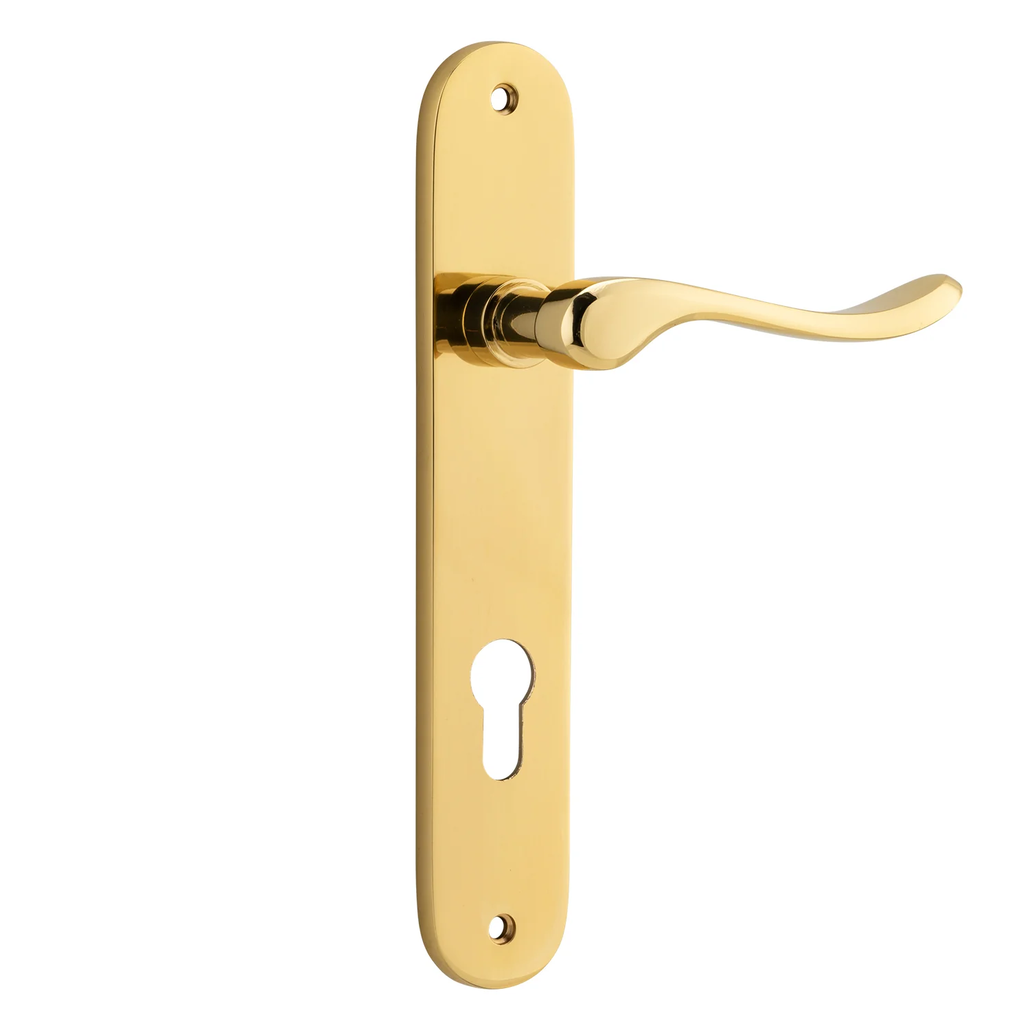 Iver Stirling Door Lever Handle on Oval Backplate Polished Brass - Image 3