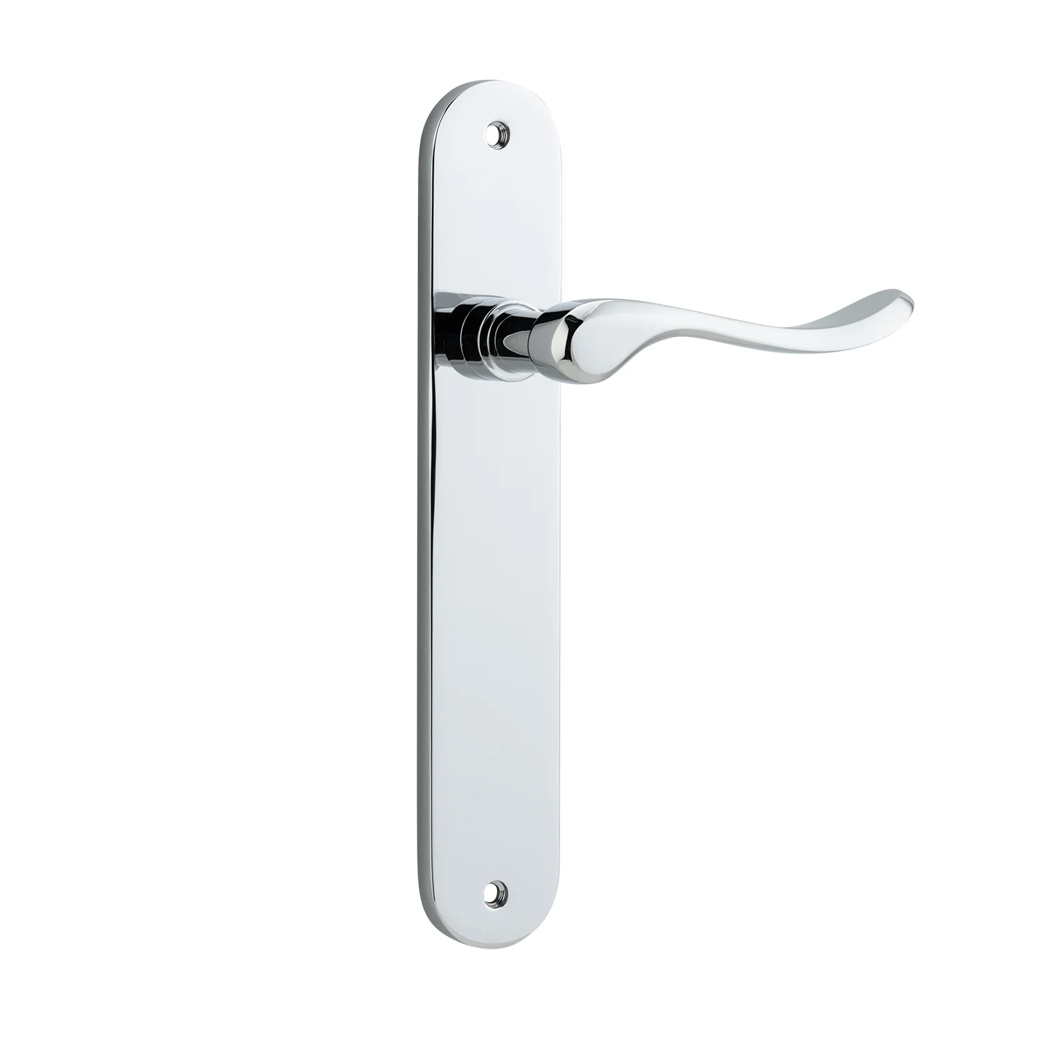 Iver Stirling Door Lever Handle on Oval Backplate Polished Chrome - Image 2