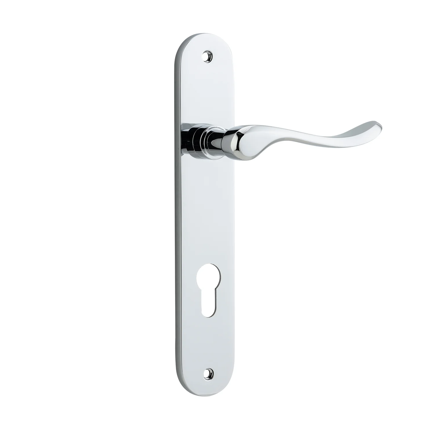 Iver Stirling Door Lever Handle on Oval Backplate Polished Chrome - Image 3