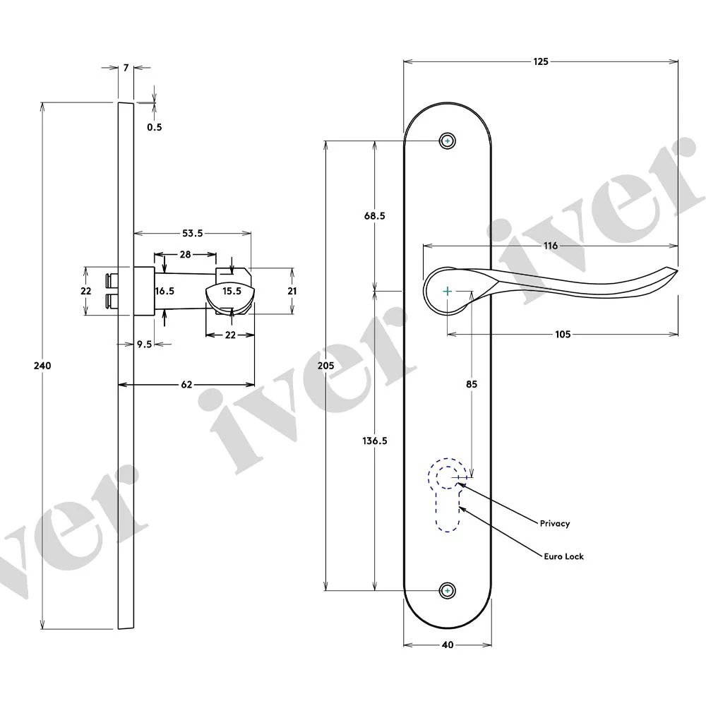 Iver Stirling Door Lever Handle on Oval Backplate Signature Brass - Image 3