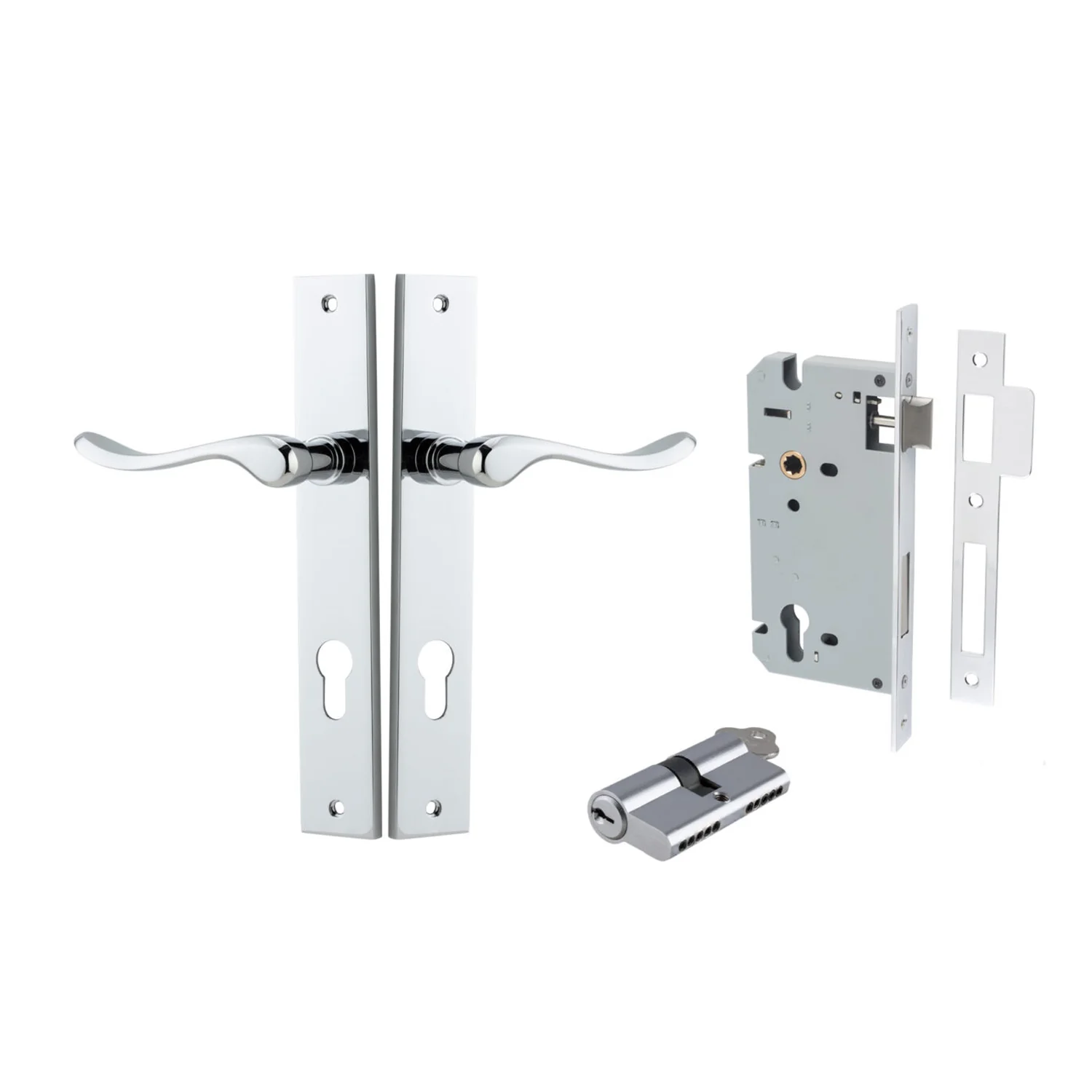 Iver Stirling Door Lever Handle on Rectangular Backplate Entrance Kit Key/Key - Image 11
