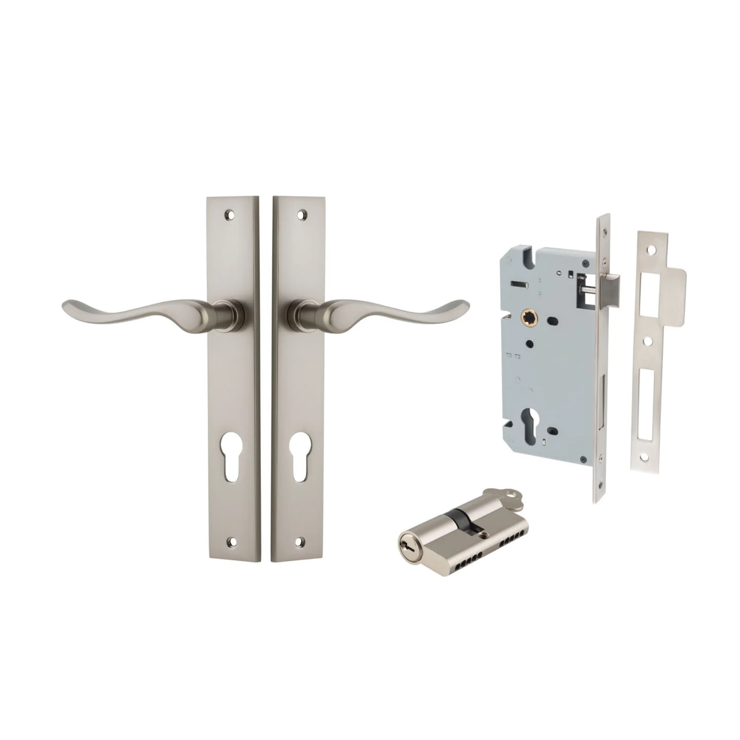 Iver Stirling Door Lever Handle on Rectangular Backplate Entrance Kit Key/Key - Image 12