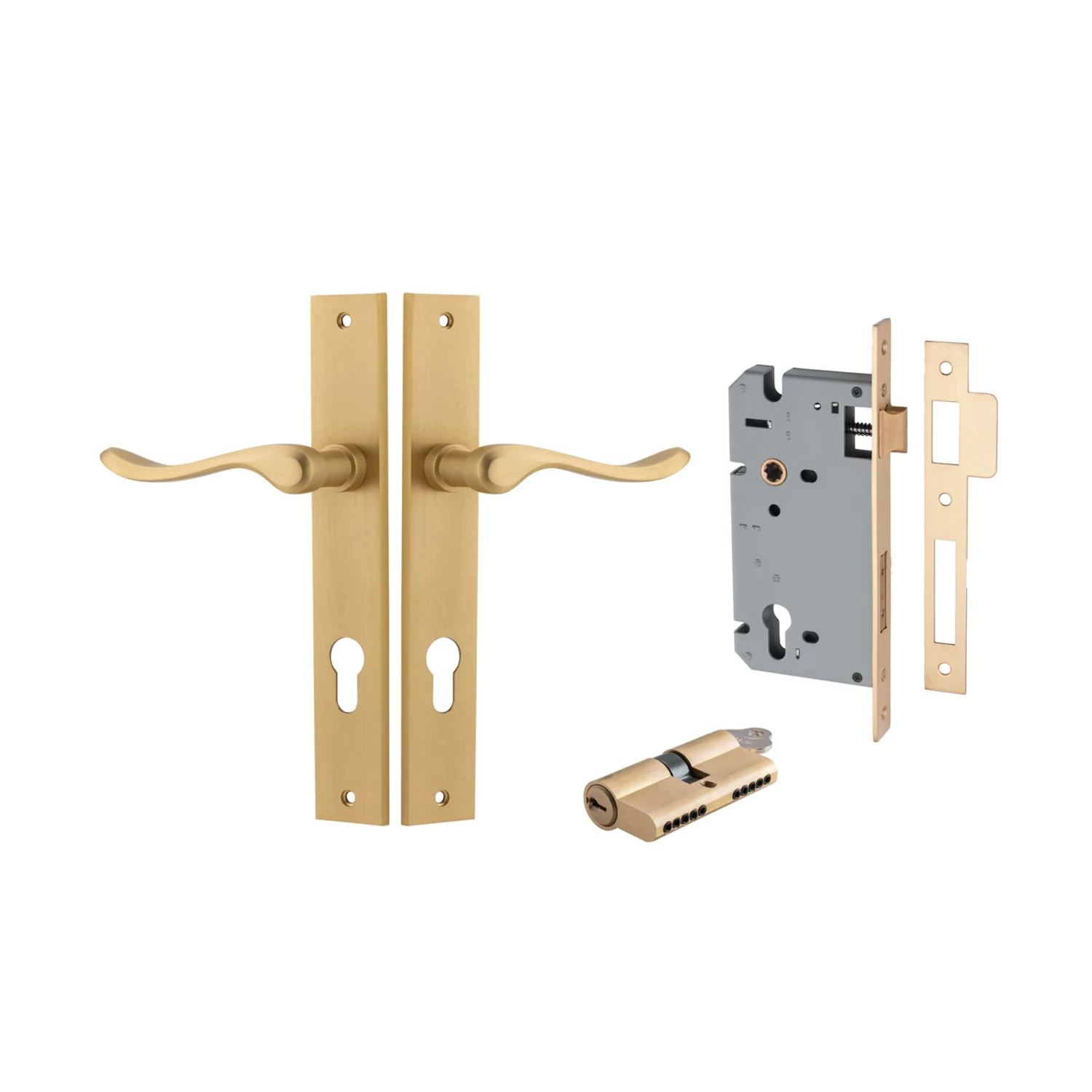 Iver Stirling Door Lever Handle on Rectangular Backplate Entrance Kit Key/Key - Image 6