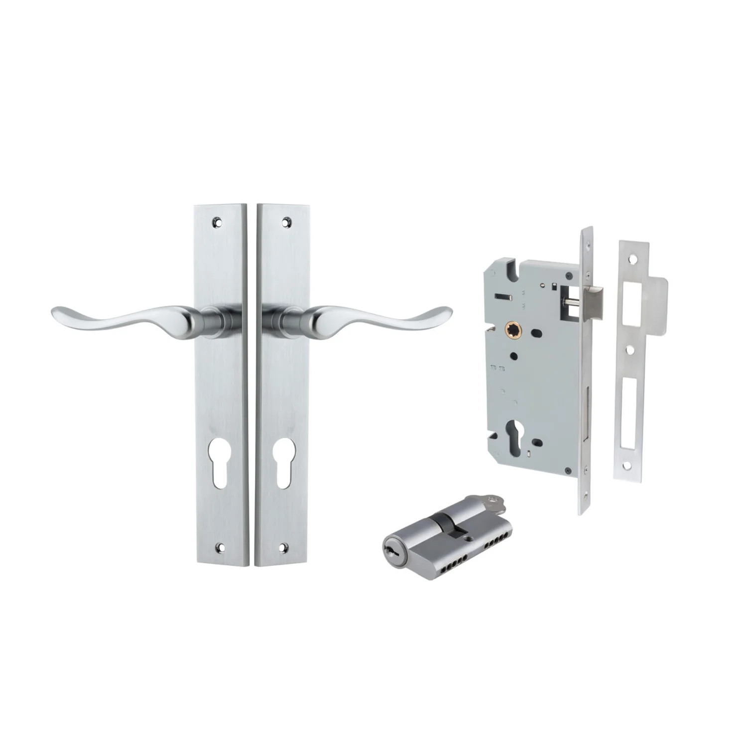 Iver Stirling Door Lever Handle on Rectangular Backplate Entrance Kit Key/Key - Image 7
