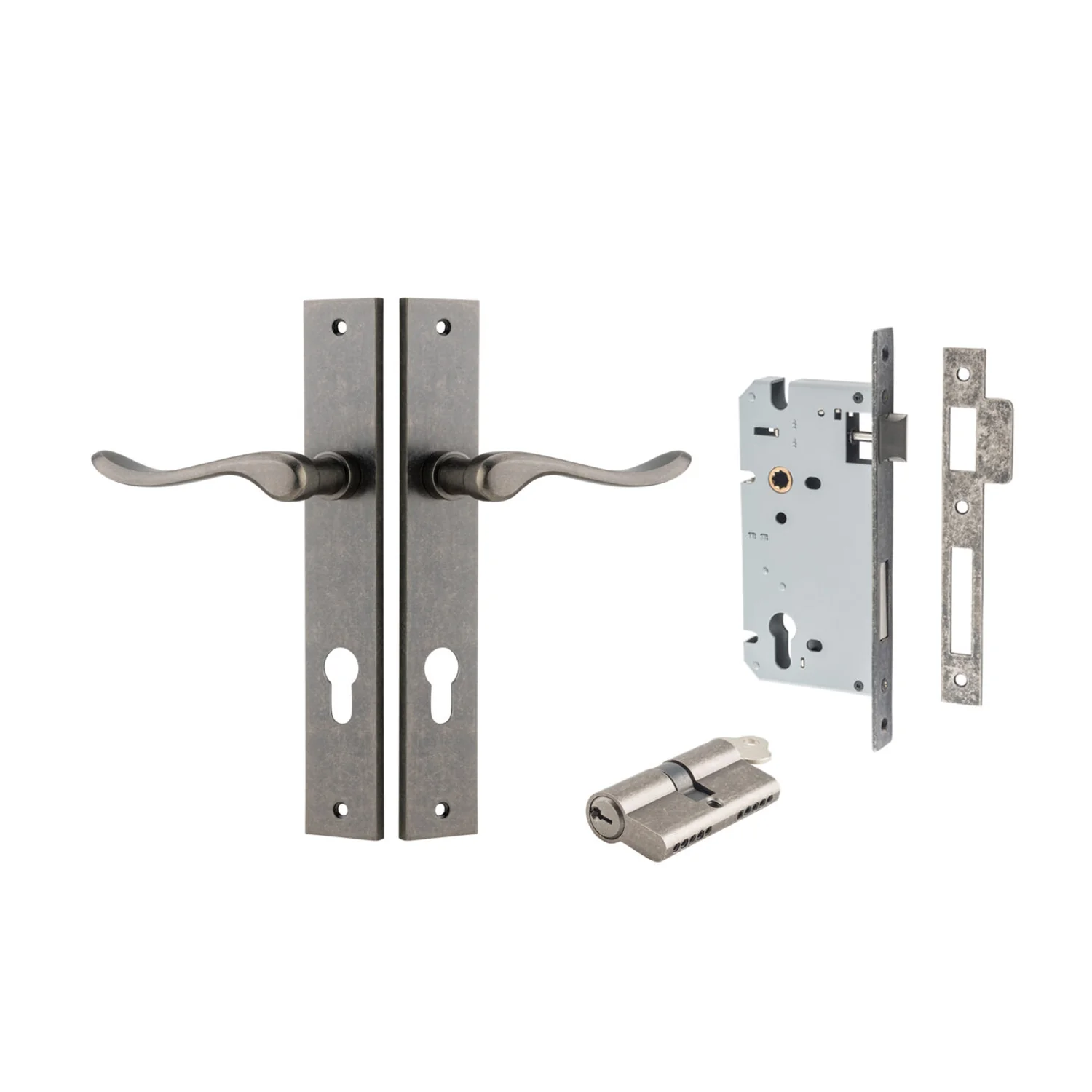 Iver Stirling Door Lever Handle on Rectangular Backplate Entrance Kit Key/Key - Image 8