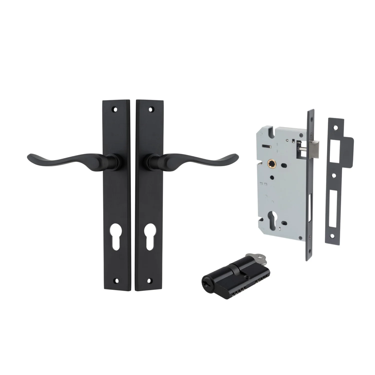Iver Stirling Door Lever Handle on Rectangular Backplate Entrance Kit Key/Key - Image 9