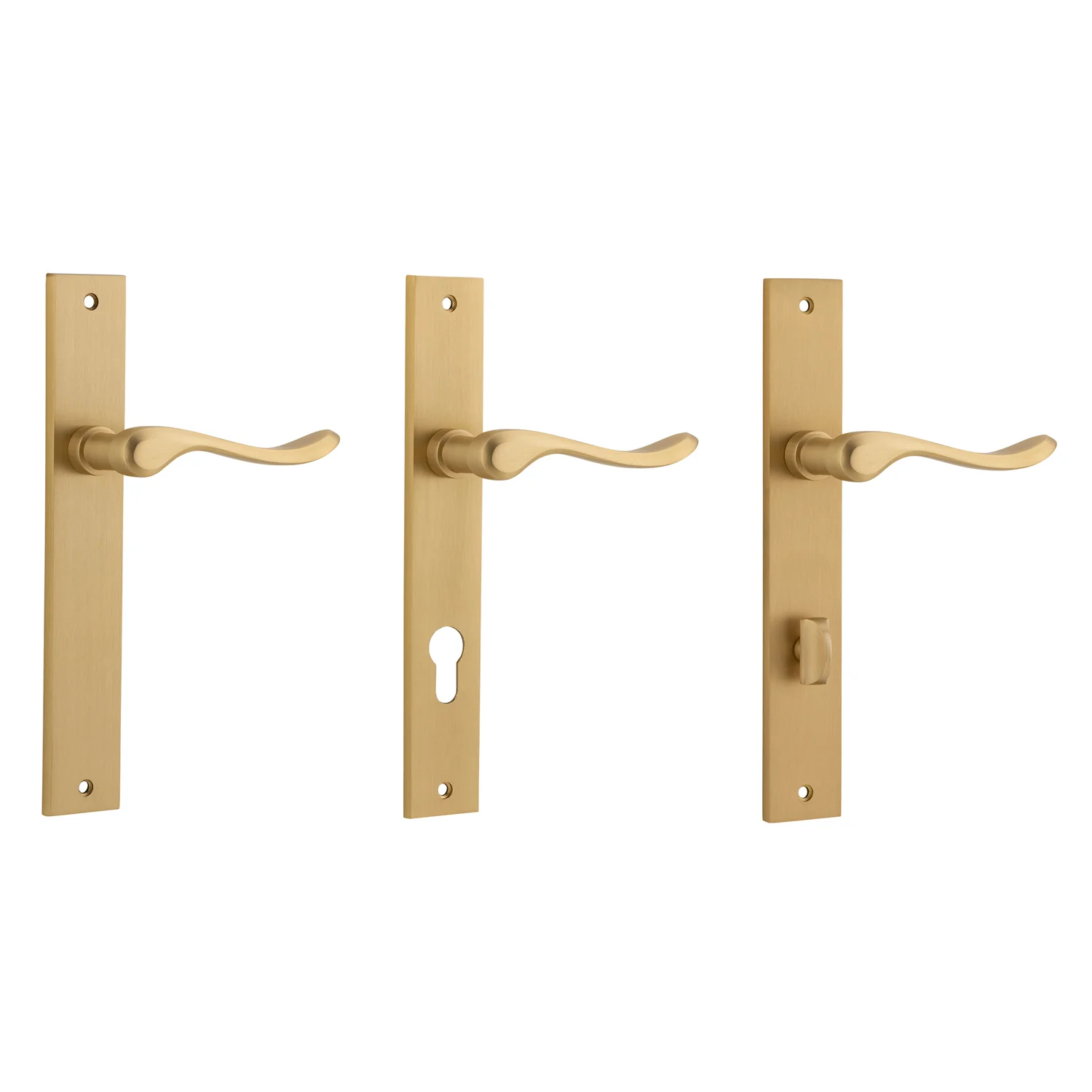 Iver Stirling Door Lever Handle on Rectangular Backplate Brushed Brass