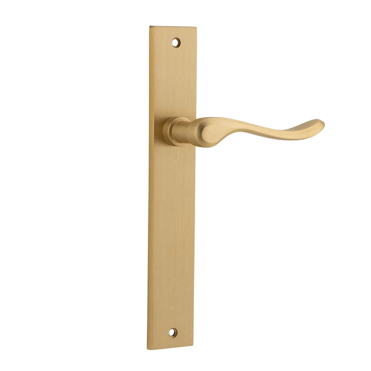 Iver Stirling Door Lever Handle on Rectangular Backplate Brushed Brass - Image 2