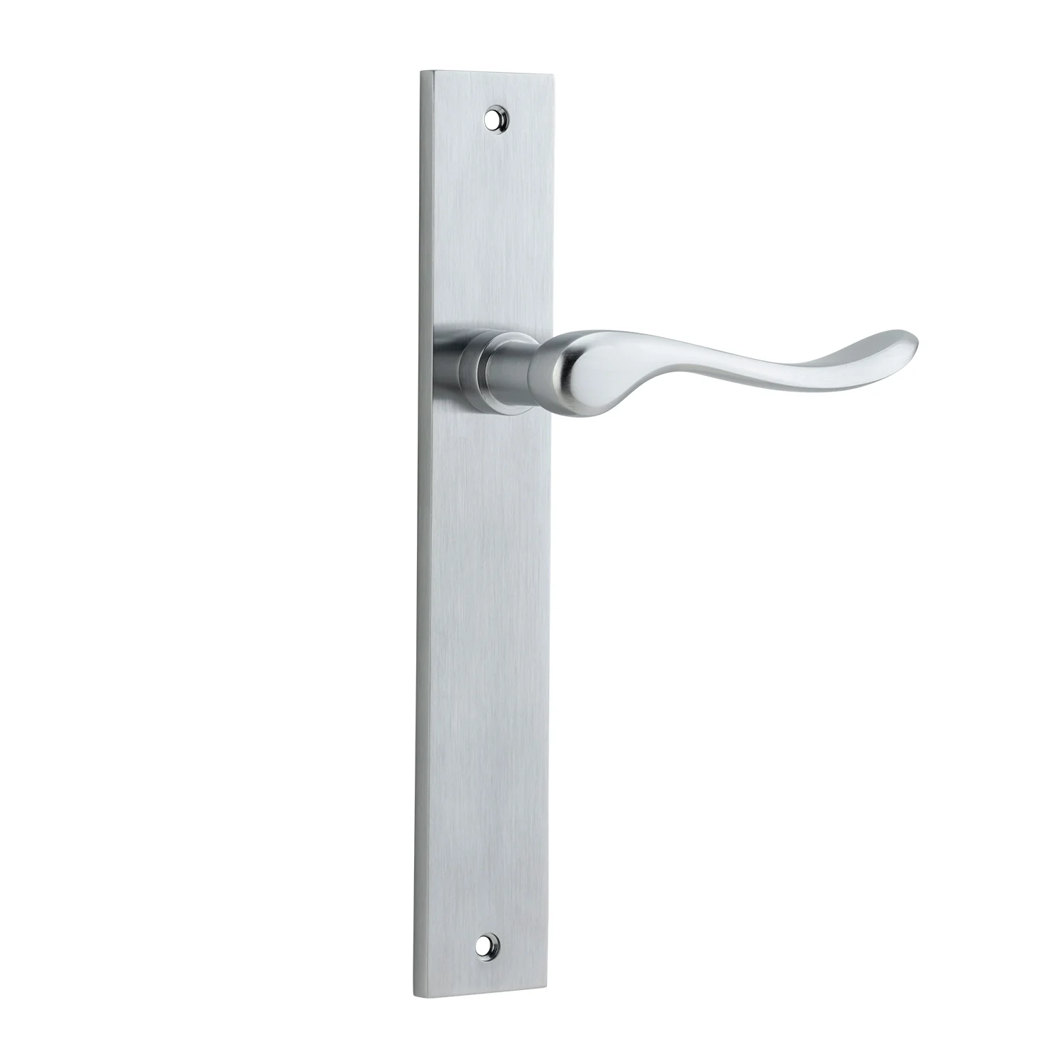 Iver Stirling Door Lever Handle on Rectangular Backplate Brushed Chrome - Image 2