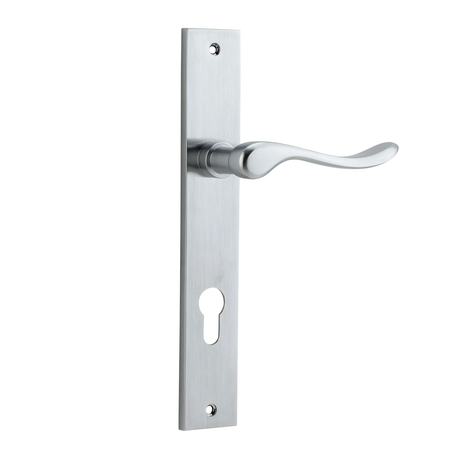 Iver Stirling Door Lever Handle on Rectangular Backplate Brushed Chrome - Image 3