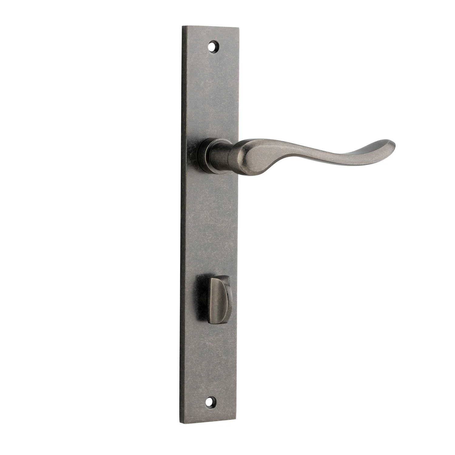 Iver Stirling Door Lever Handle on Rectangular Backplate Distressed Nickel - Image 4