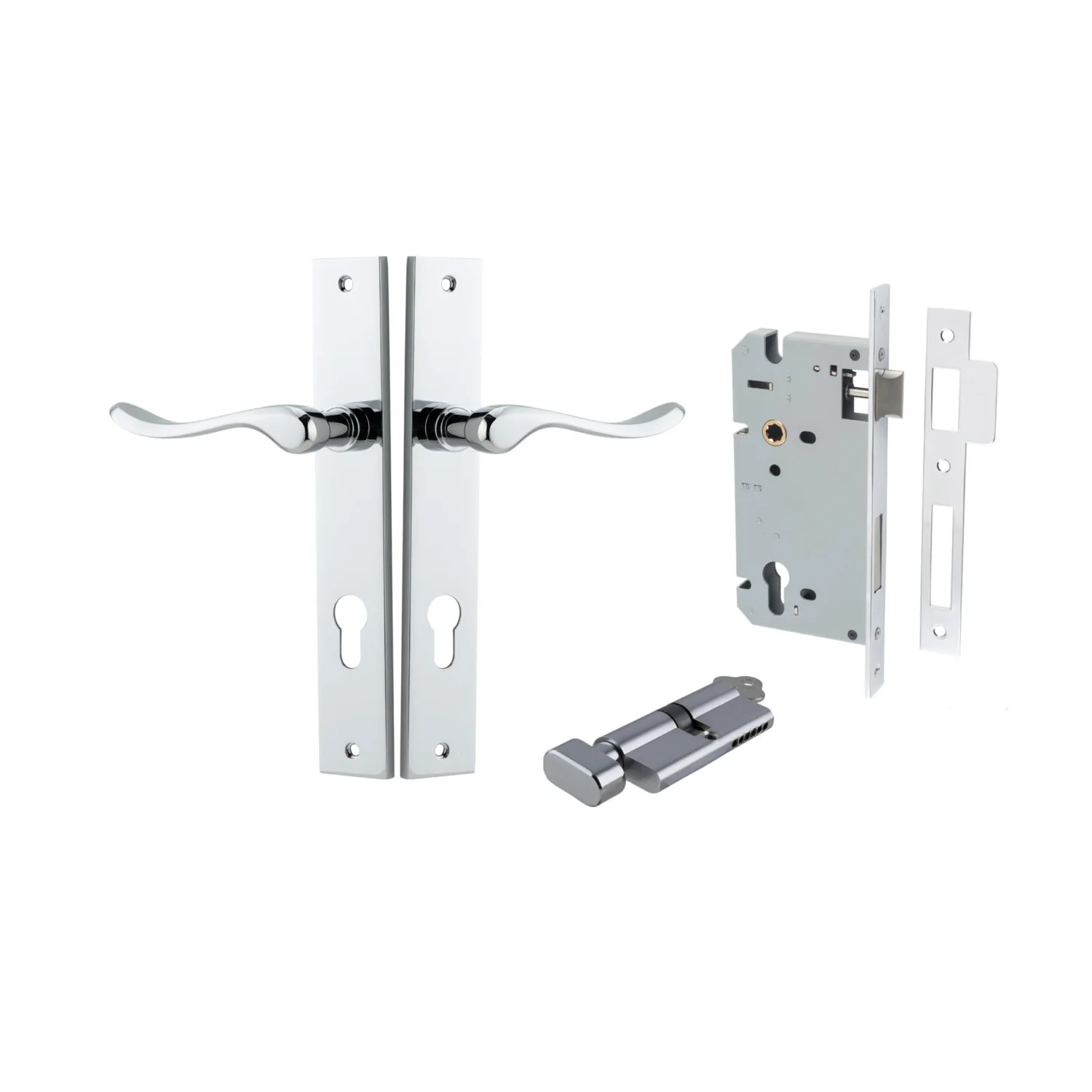 Iver Stirling Door Lever Handle on Rectangular Backplate Entrance Kit Key/Thumb - Image 11