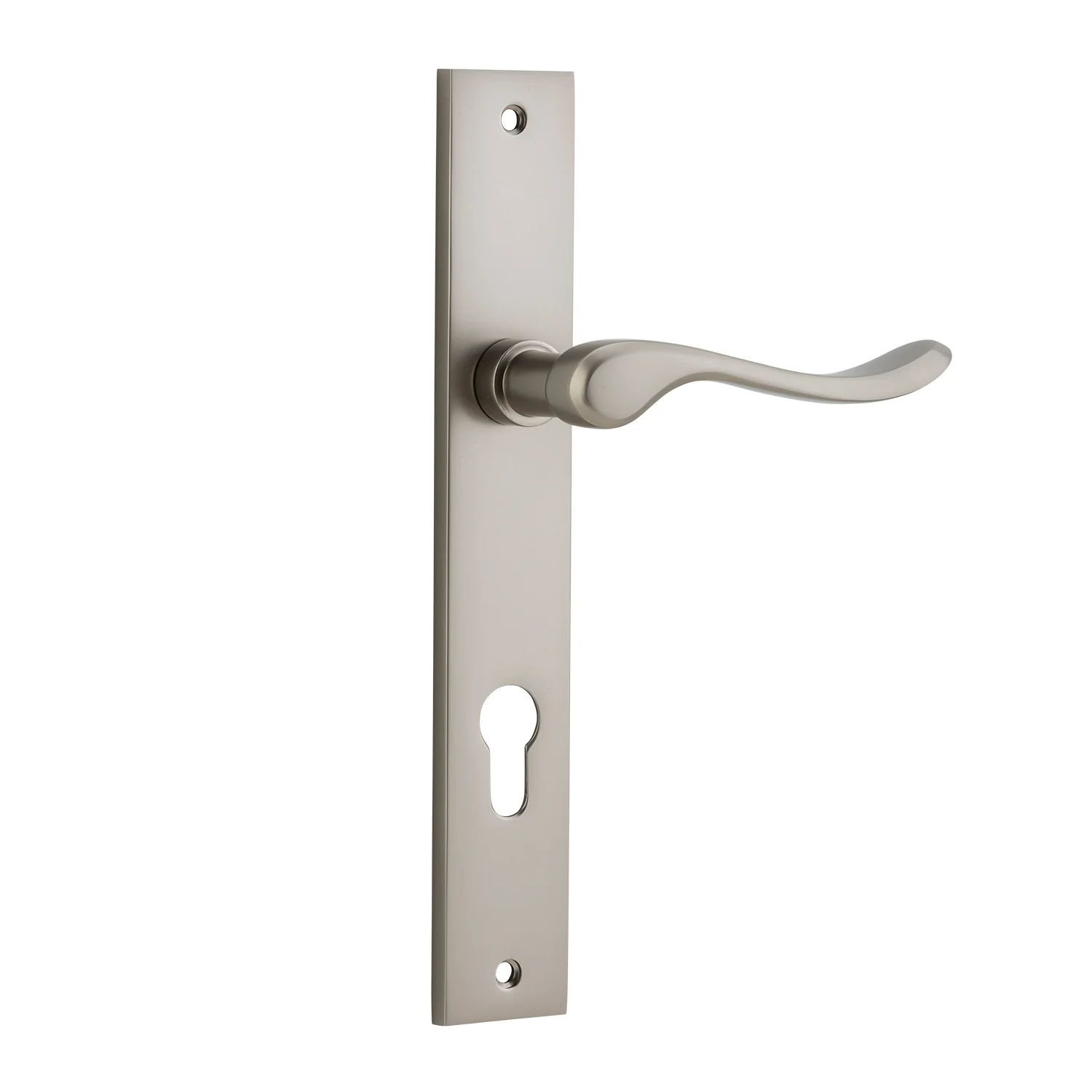 Iver Stirling Door Lever Handle on Rectangular Backplate Satin Nickel - Image 3