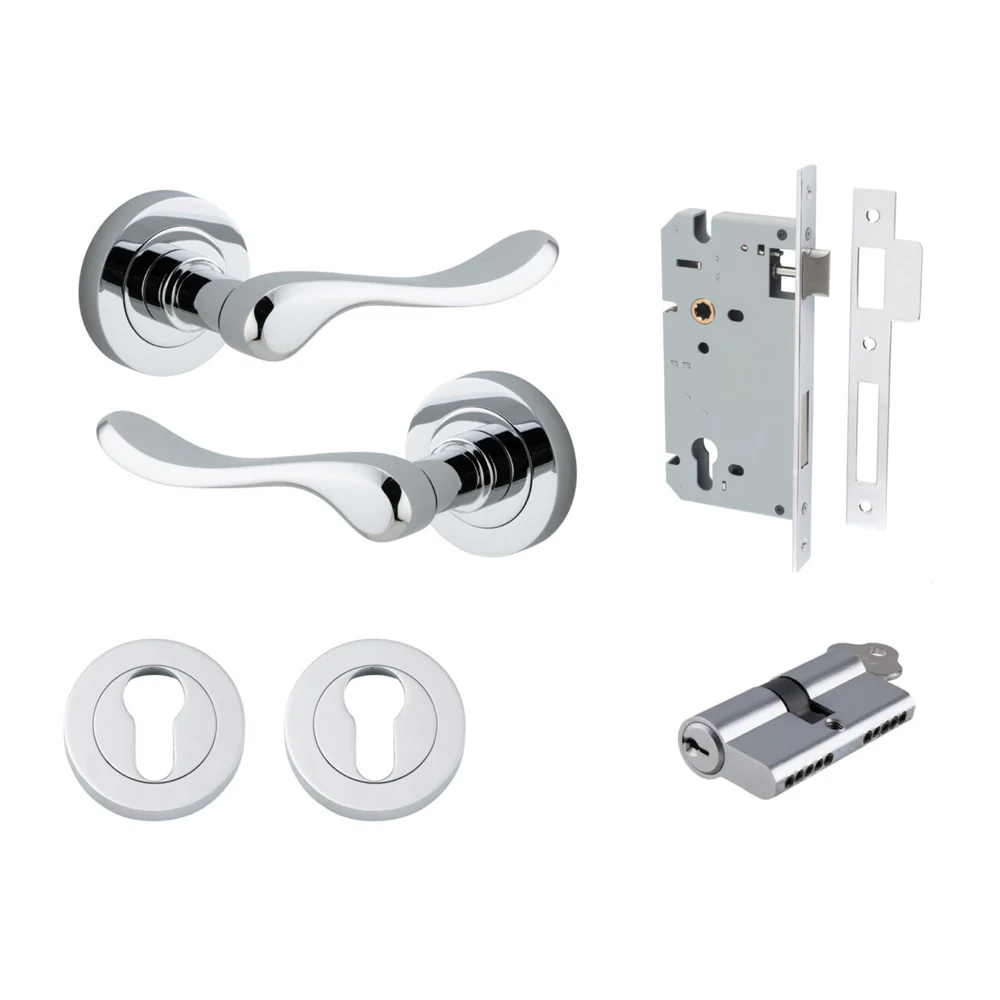 Iver Stirling Door Lever Handle on Round Rose Entrance Kit Key/Key - Available in Various Finishes - Image 11