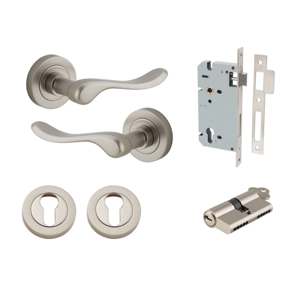 Iver Stirling Door Lever Handle on Round Rose Entrance Kit Key/Key - Available in Various Finishes - Image 12