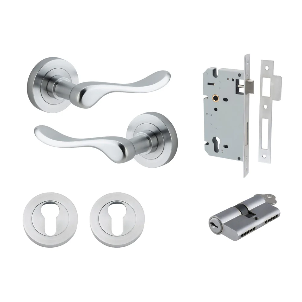 Iver Stirling Door Lever Handle on Round Rose Entrance Kit Key/Key - Available in Various Finishes - Image 7