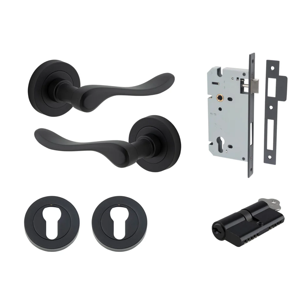 Iver Stirling Door Lever Handle on Round Rose Entrance Kit Key/Key - Available in Various Finishes - Image 9