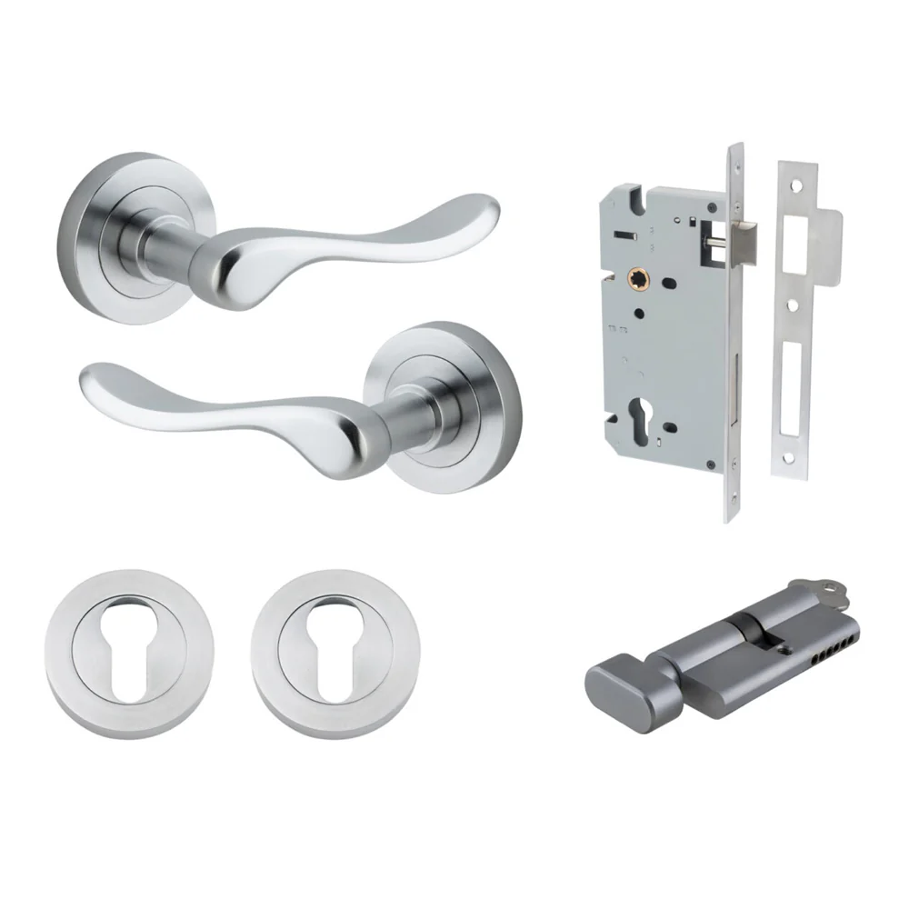 Iver Stirling Door Lever Handle on Round Rose Entrance Kit Key/Thumb - Available in Various Finishes - Image 8