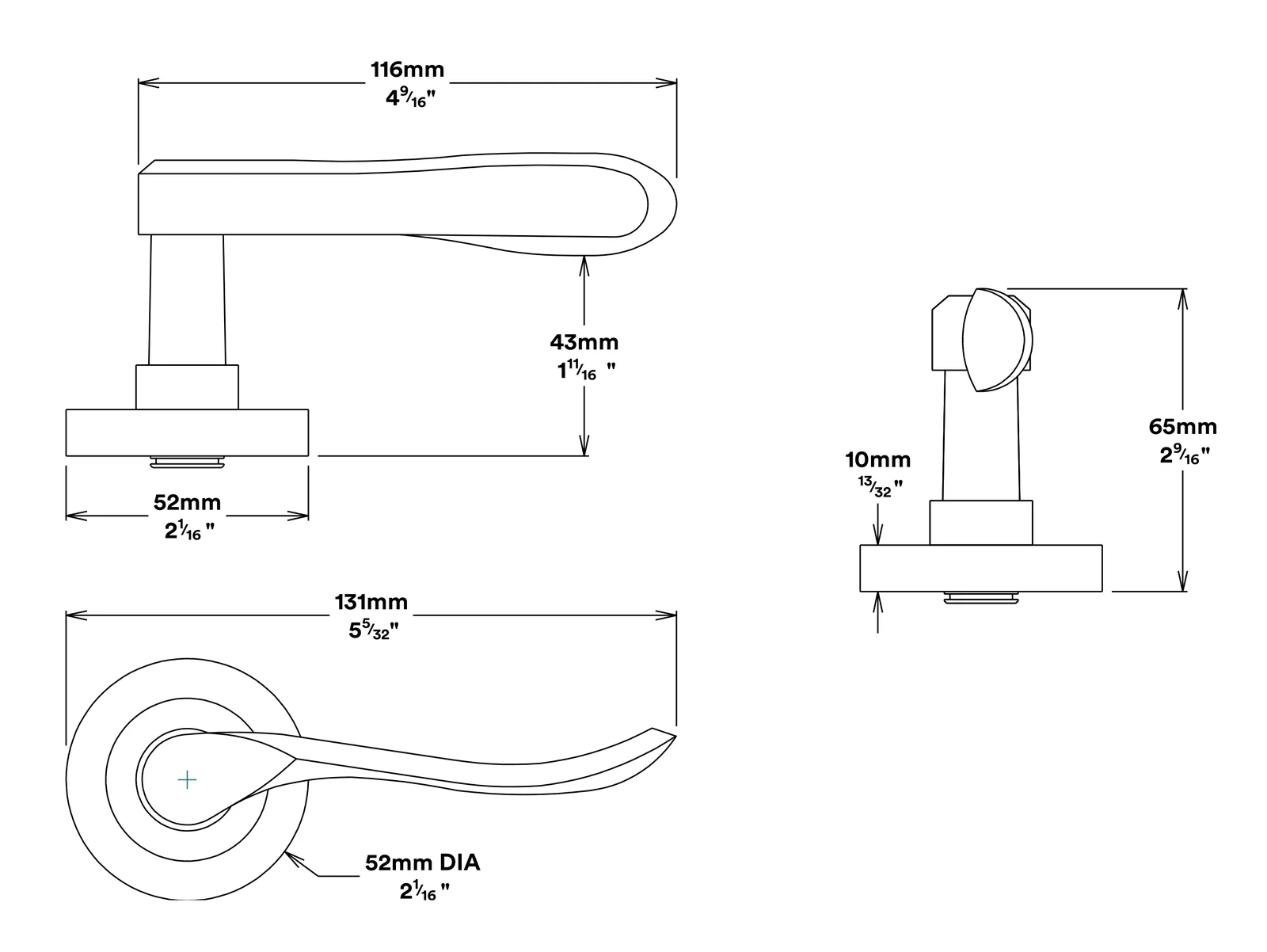 Iver Stirling Door Lever Handle on Round Rose Passage Kit - Available in Various Finishes - Image 3