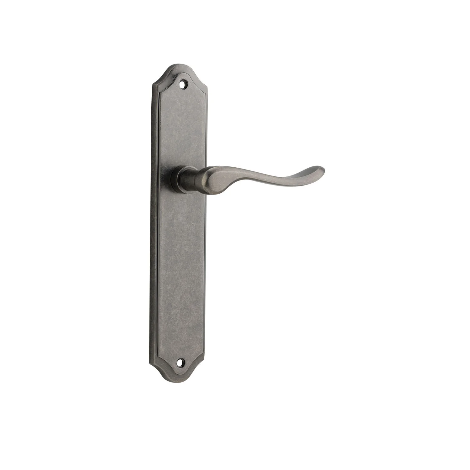 Iver Stirling Door Lever Handle on Shouldered Backplate Distressed Nickel - Image 2