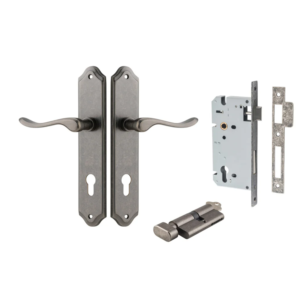 Iver Stirling Door Lever Handle on Shouldered Backplate Entrance Kit Key/Thumb - Image 8