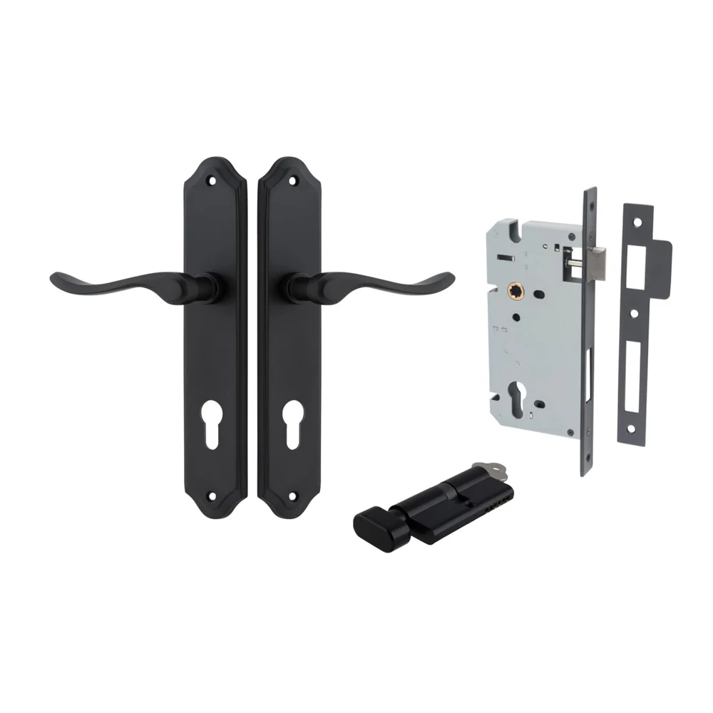 Iver Stirling Door Lever Handle on Shouldered Backplate Entrance Kit Key/Thumb - Image 9