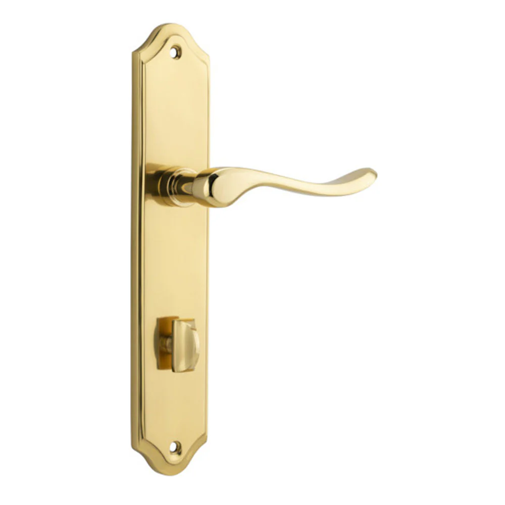 Iver Stirling Door Lever Handle on Shouldered Backplate Polished Brass - Image 6