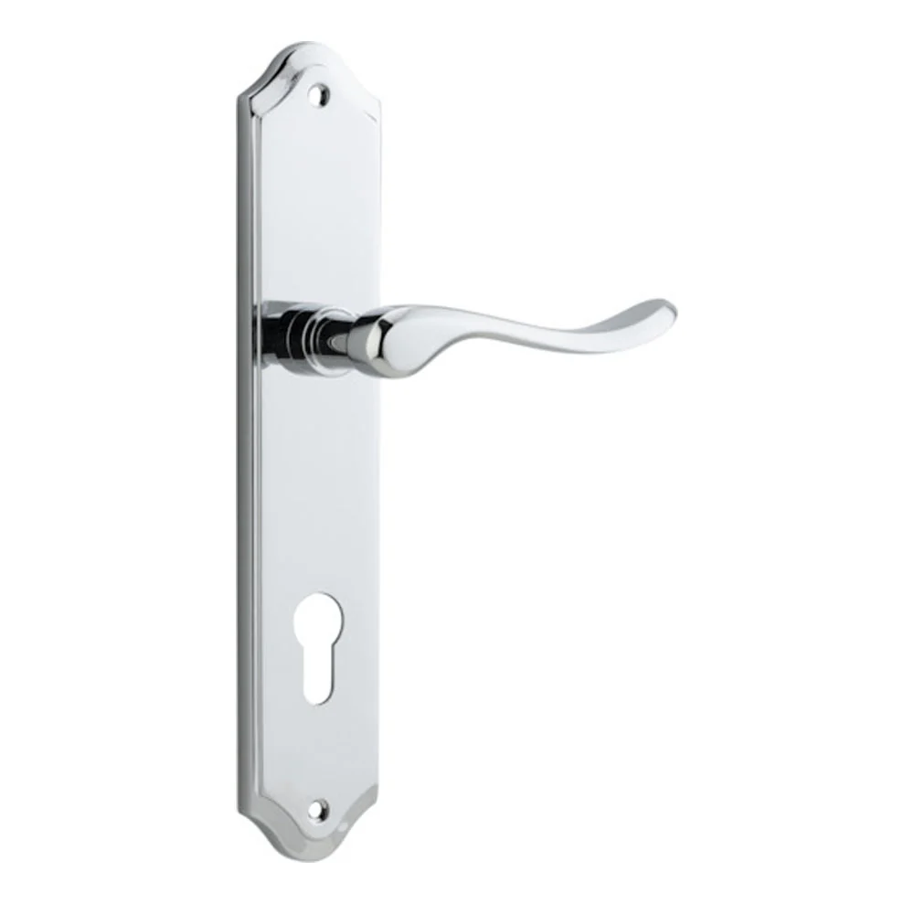 Iver Stirling Door Lever Handle on Shouldered Backplate Polished Chrome - Image 5