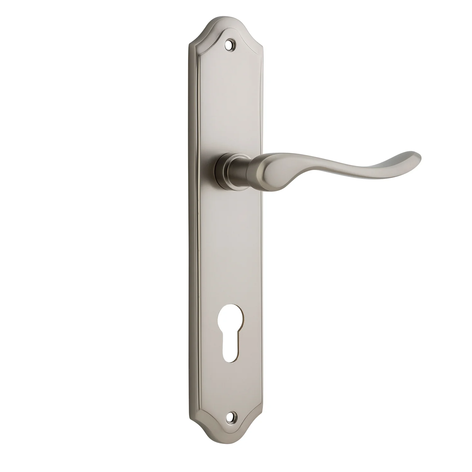 Iver Stirling Door Lever Handle on Shouldered Backplate Satin Nickel - Image 3