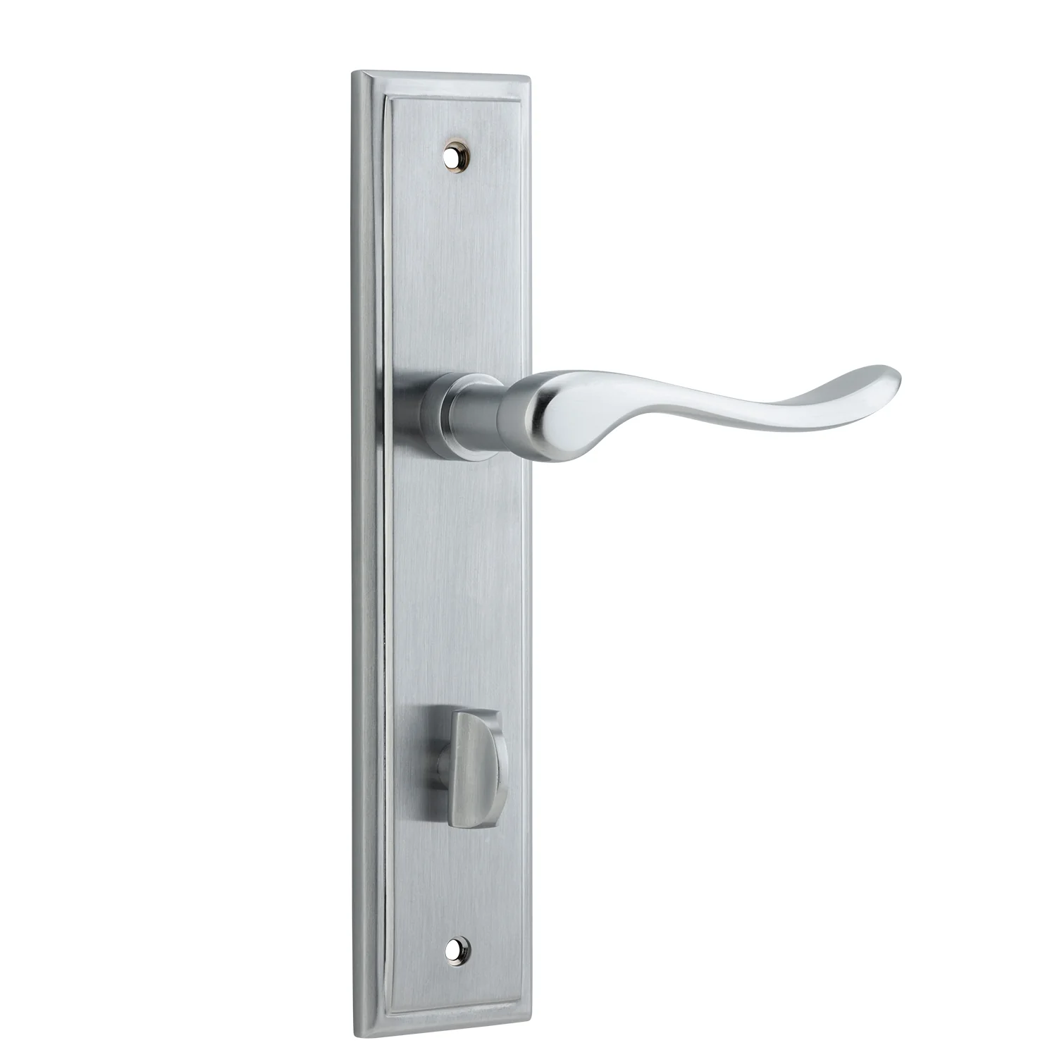 Iver Stirling Door Lever Handle on Stepped Backplate Brushed Chrome - Image 4