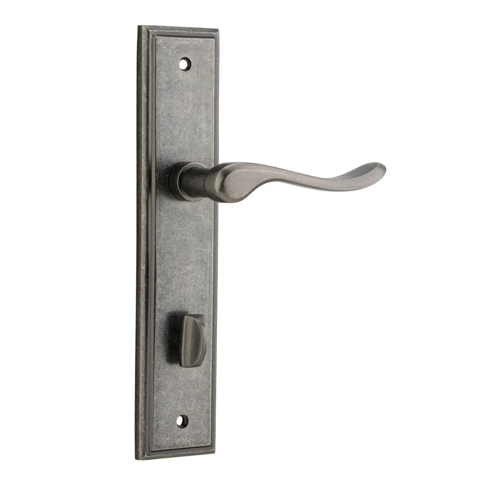Iver Stirling Door Lever Handle on Stepped Backplate Distressed Nickel - Image 4