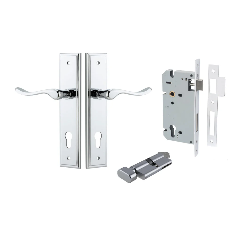 Iver Stirling Door Lever Handle on Stepped Backplate Entrance Kit Key/Thumb - Image 11