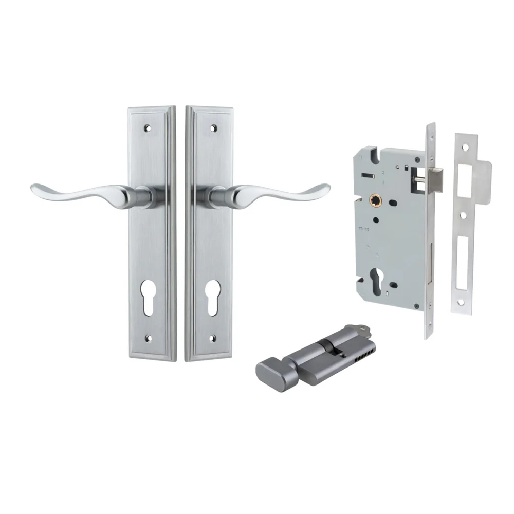 Iver Stirling Door Lever Handle on Stepped Backplate Entrance Kit Key/Thumb - Image 7