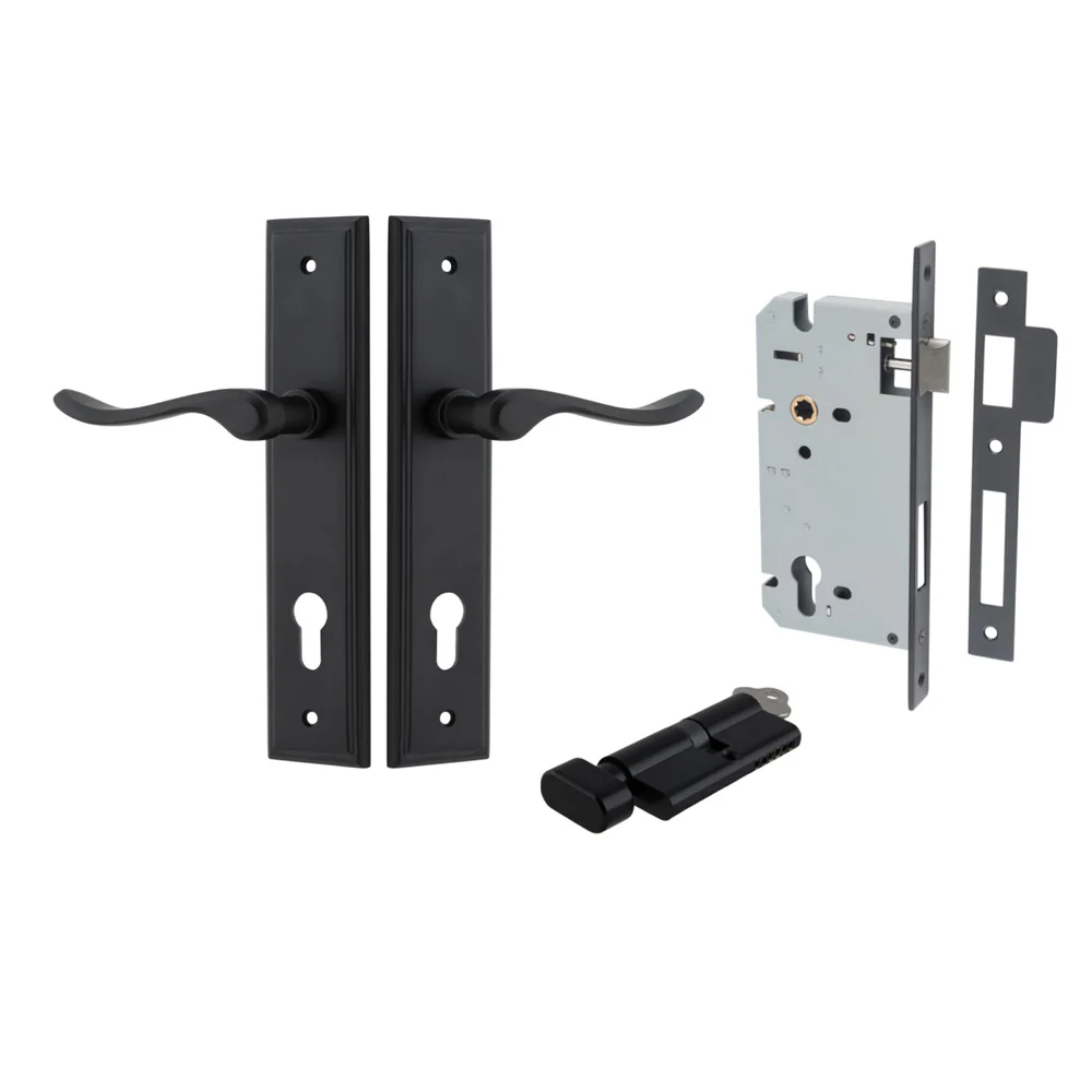 Iver Stirling Door Lever Handle on Stepped Backplate Entrance Kit Key/Thumb - Image 9