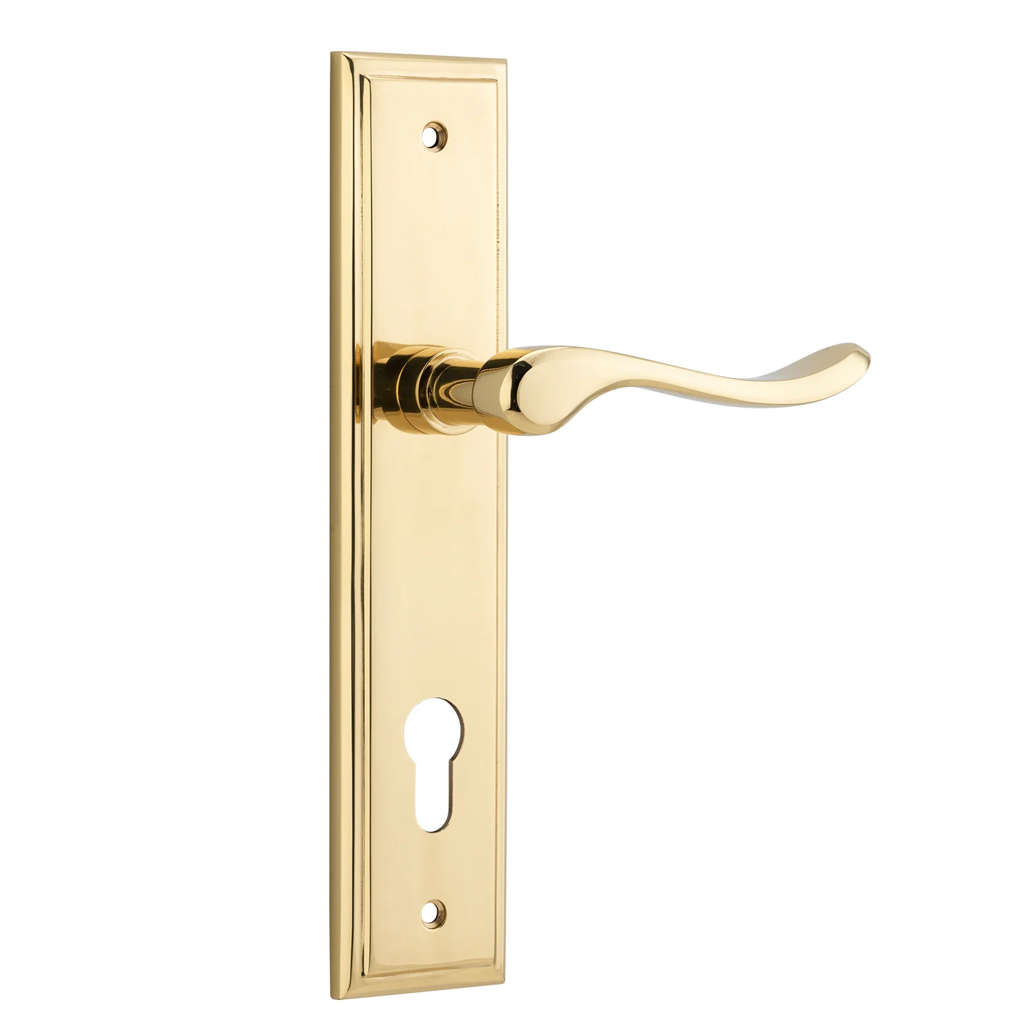 Iver Stirling Door Lever Handle on Stepped Backplate Polished Brass - Image 3