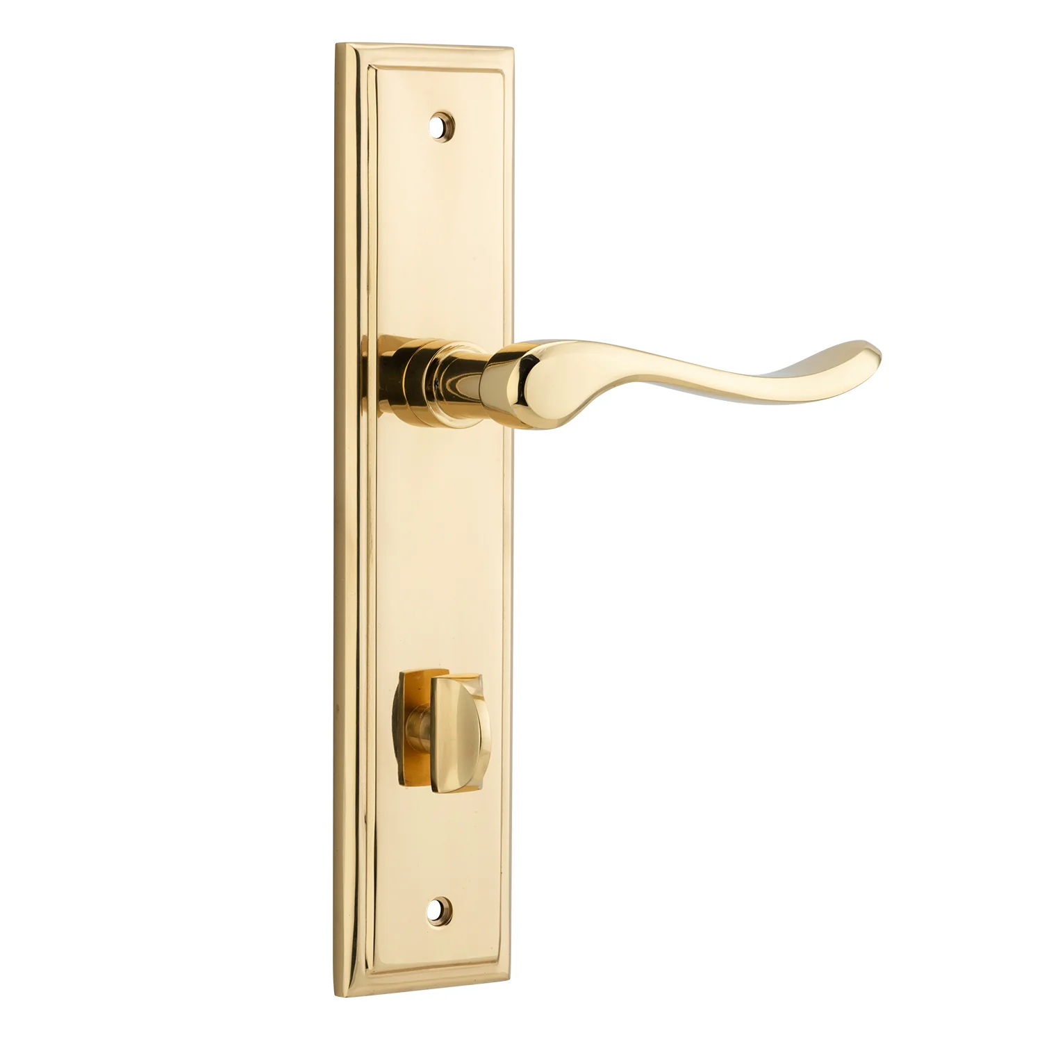 Iver Stirling Door Lever Handle on Stepped Backplate Polished Brass - Image 4
