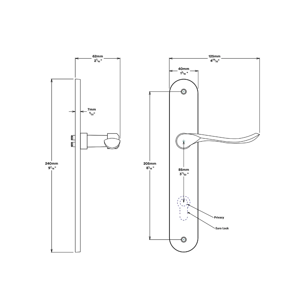 Iver Stirling Door Lever on Oval Backplate Privacy Kit with Turn - Available in Various Finishes - Image 2